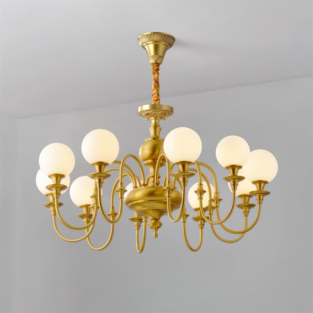 Beatty Chandelier Brass Globe Arms - Letslighting