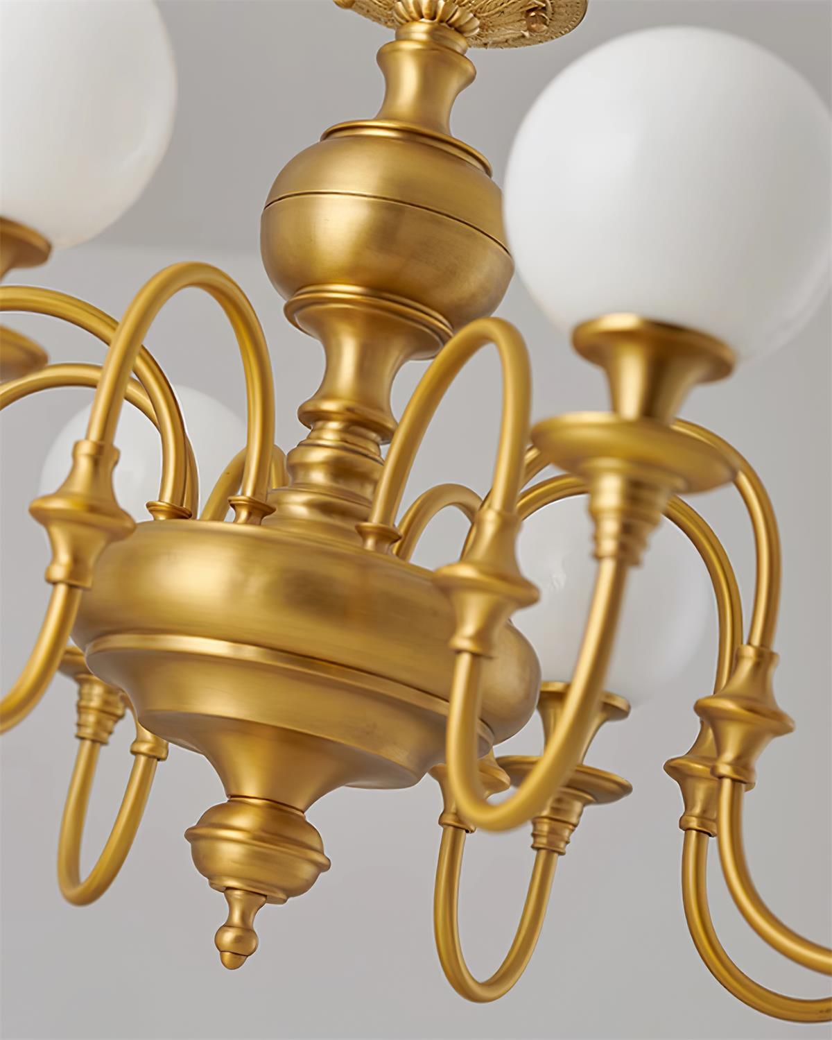 Beatty Chandelier Brass Globe Arms - Letslighting