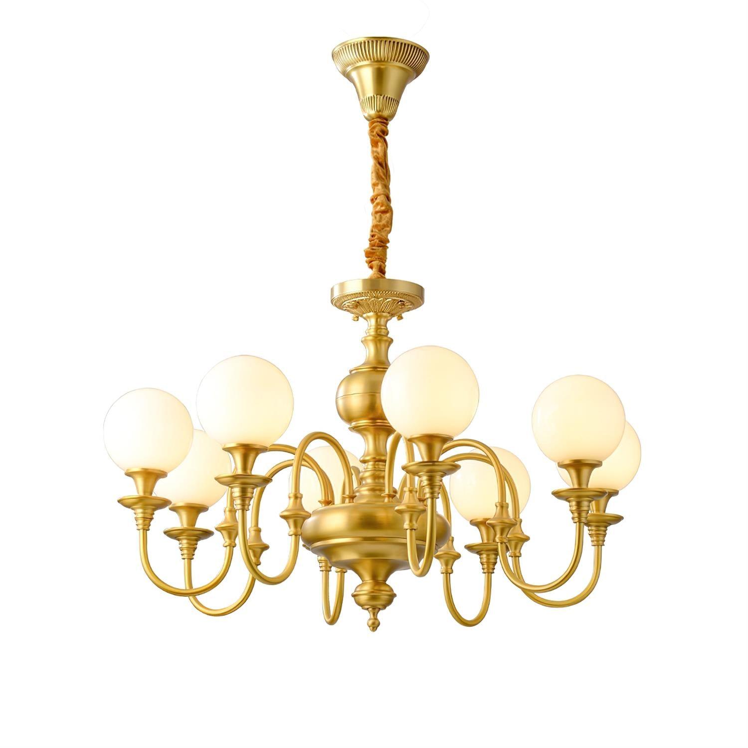 Beatty Chandelier Brass Globe Arms - Letslighting