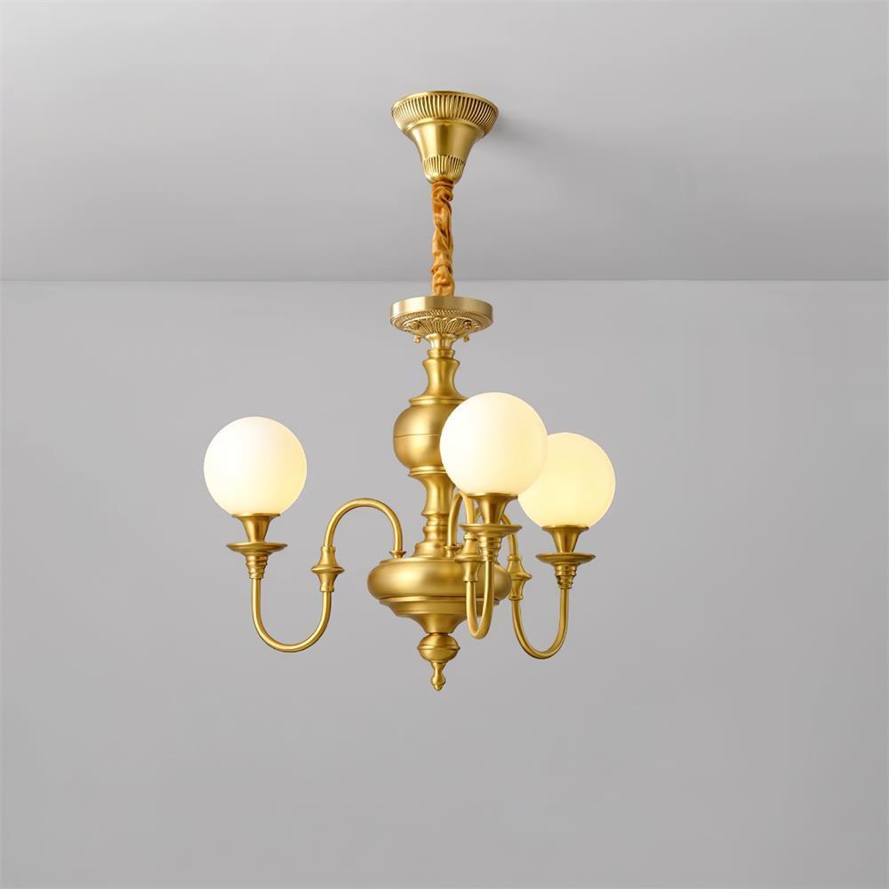 Beatty Chandelier Brass Globe Arms - Letslighting