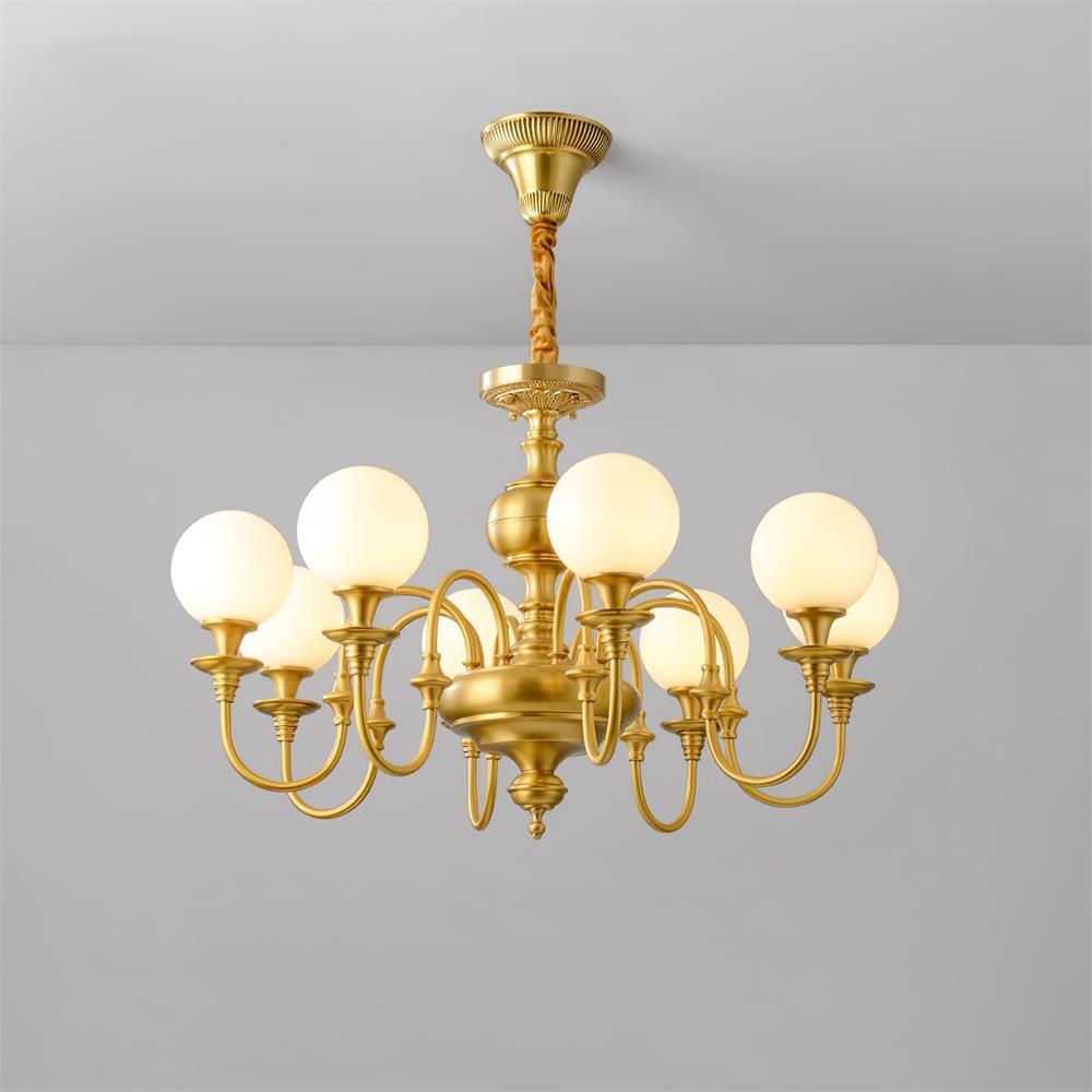 Beatty Chandelier Brass Globe Arms - Letslighting