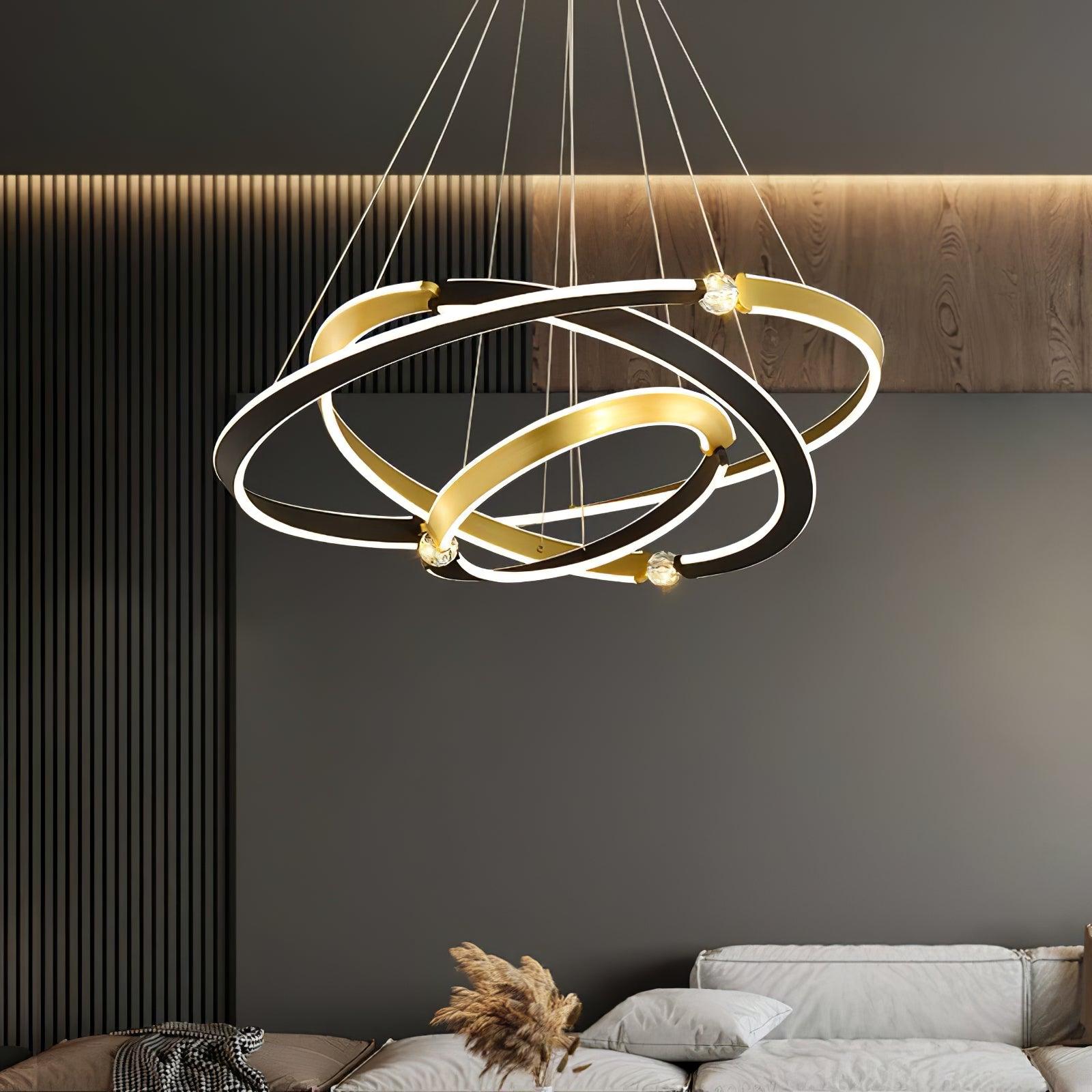 Lustra Chandelier Crystal Black Gold Dining LED - Letslighting