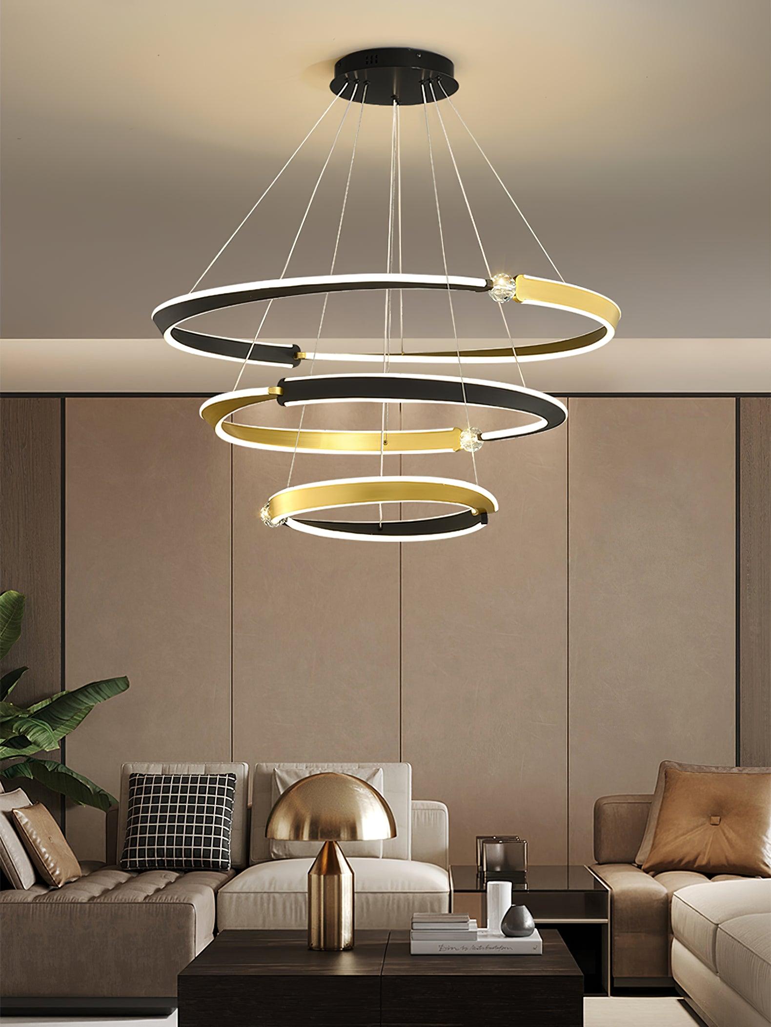 Lustra Chandelier Crystal Black Gold Dining LED - Letslighting