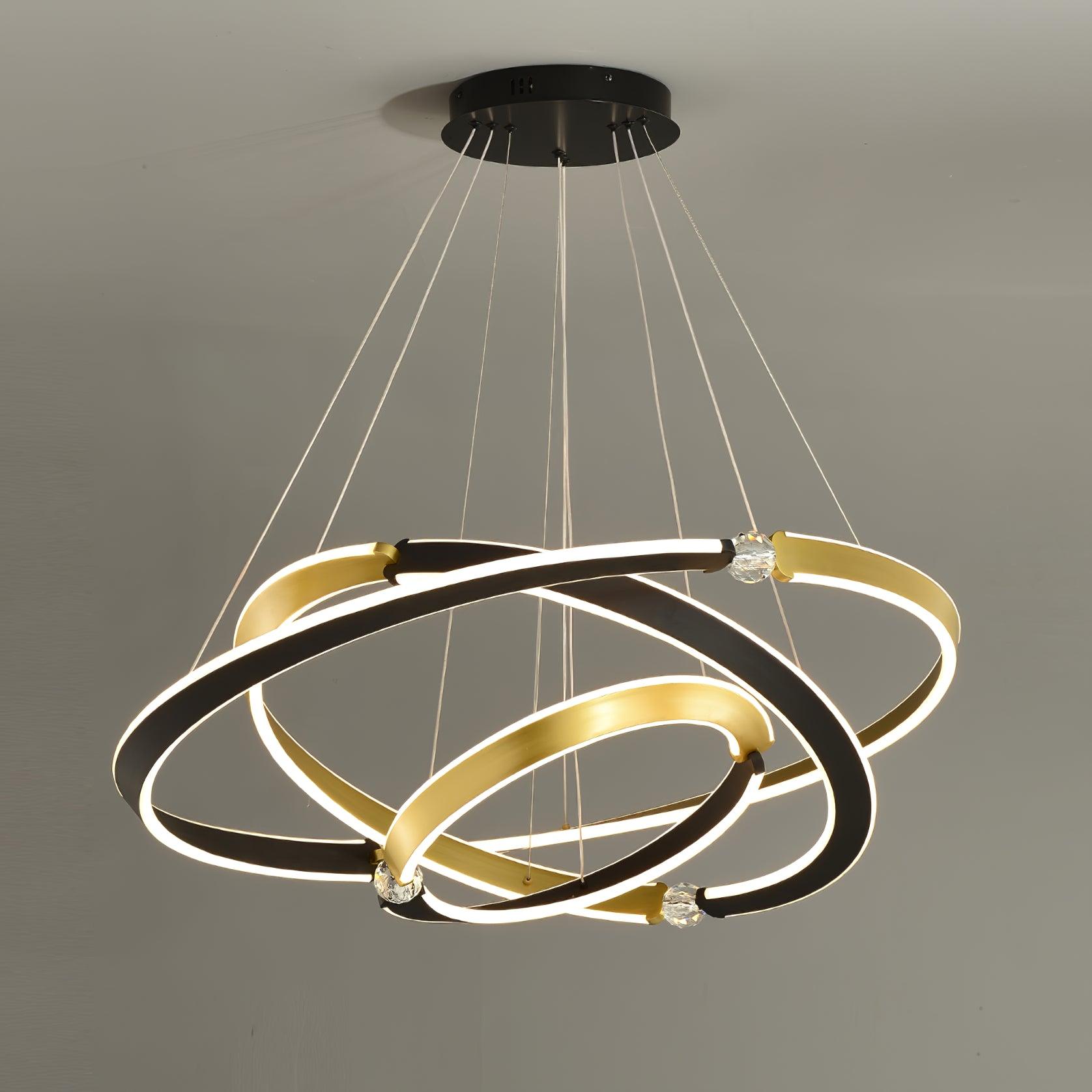 Lustra Chandelier Crystal Black Gold Dining LED - Letslighting