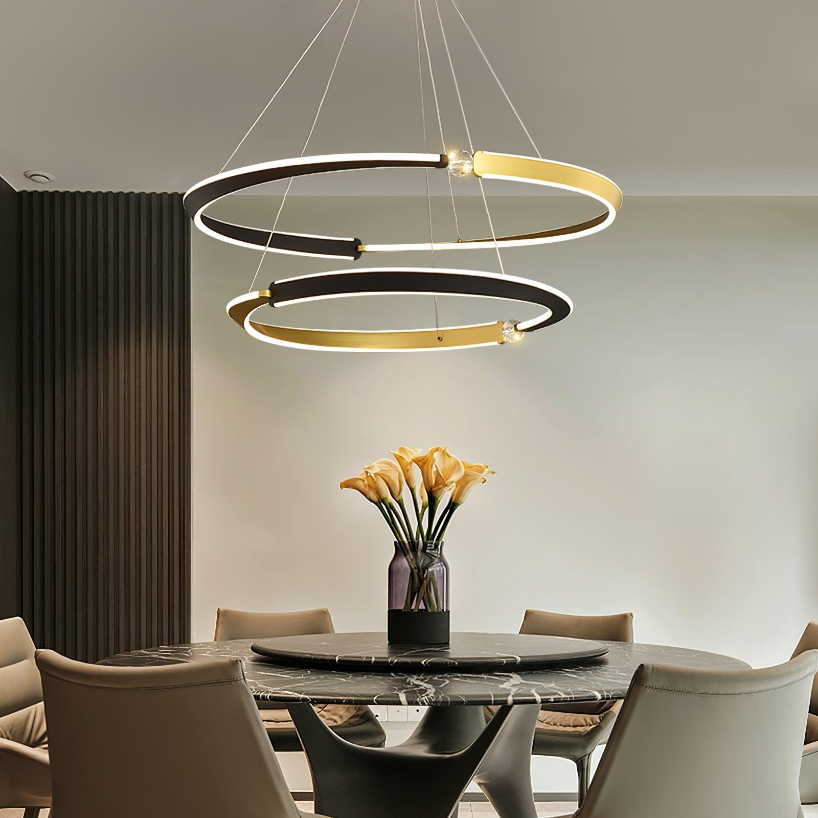 Lustra Chandelier Crystal Black Gold Dining LED - Letslighting