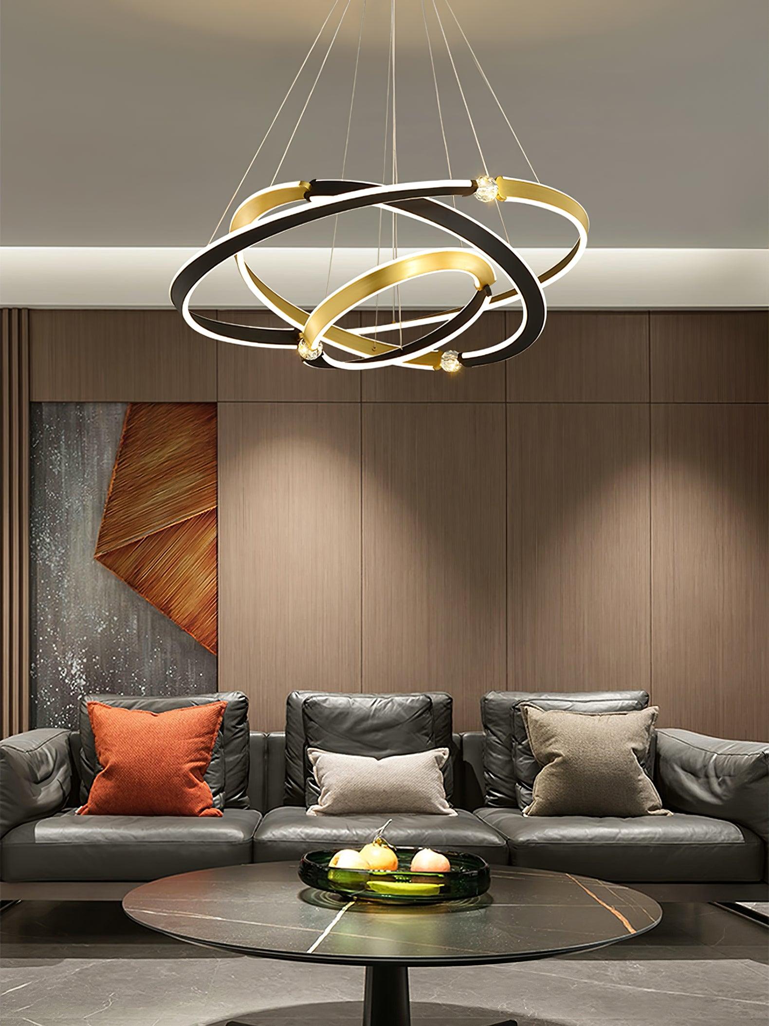 Lustra Chandelier Crystal Black Gold Dining LED - Letslighting