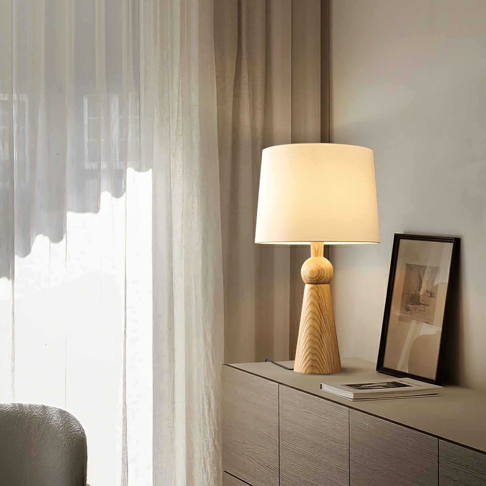 Lioria Wood Fabric Table Lamp - Letslighting