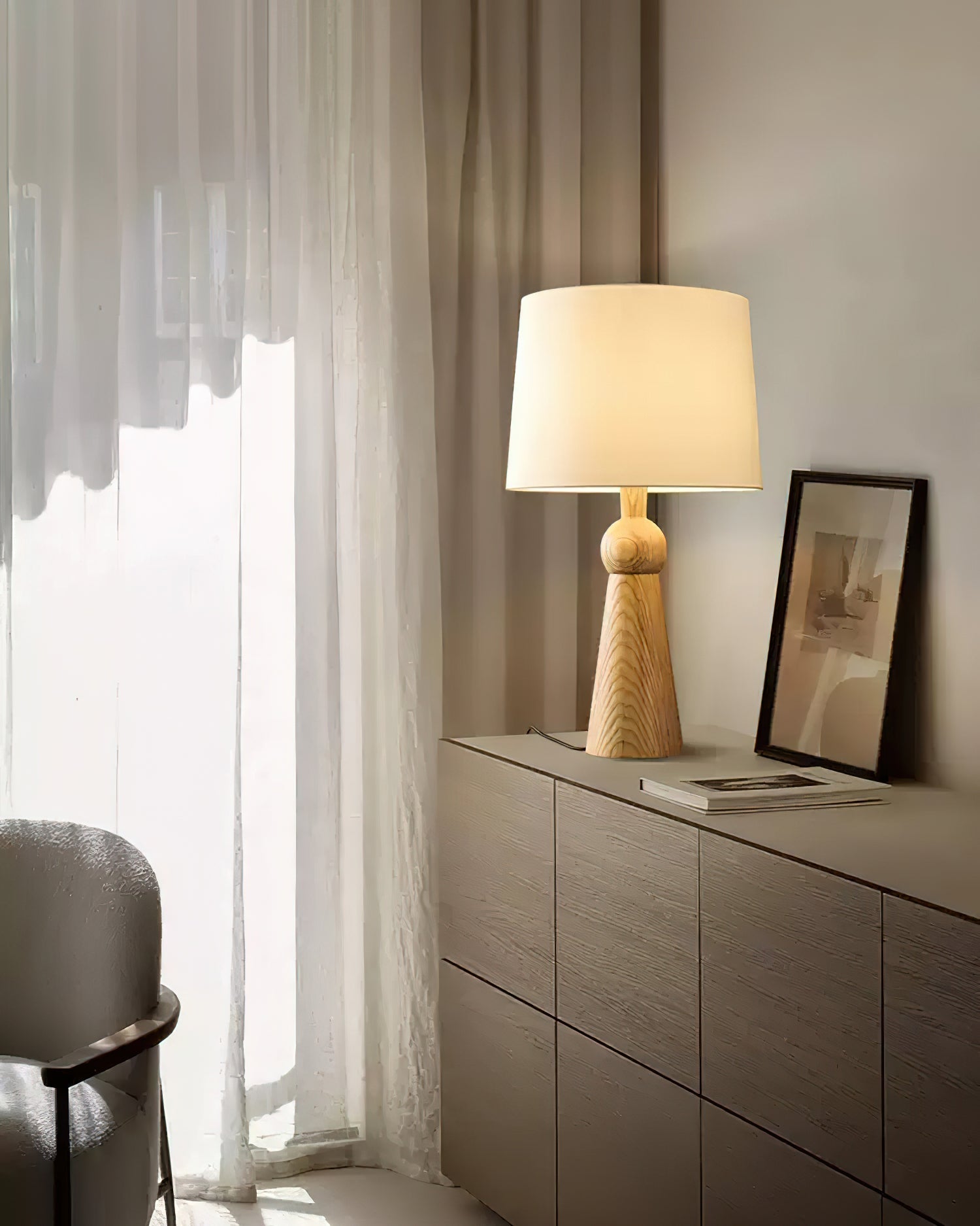 Lioria Wood Fabric Table Lamp - Letslighting