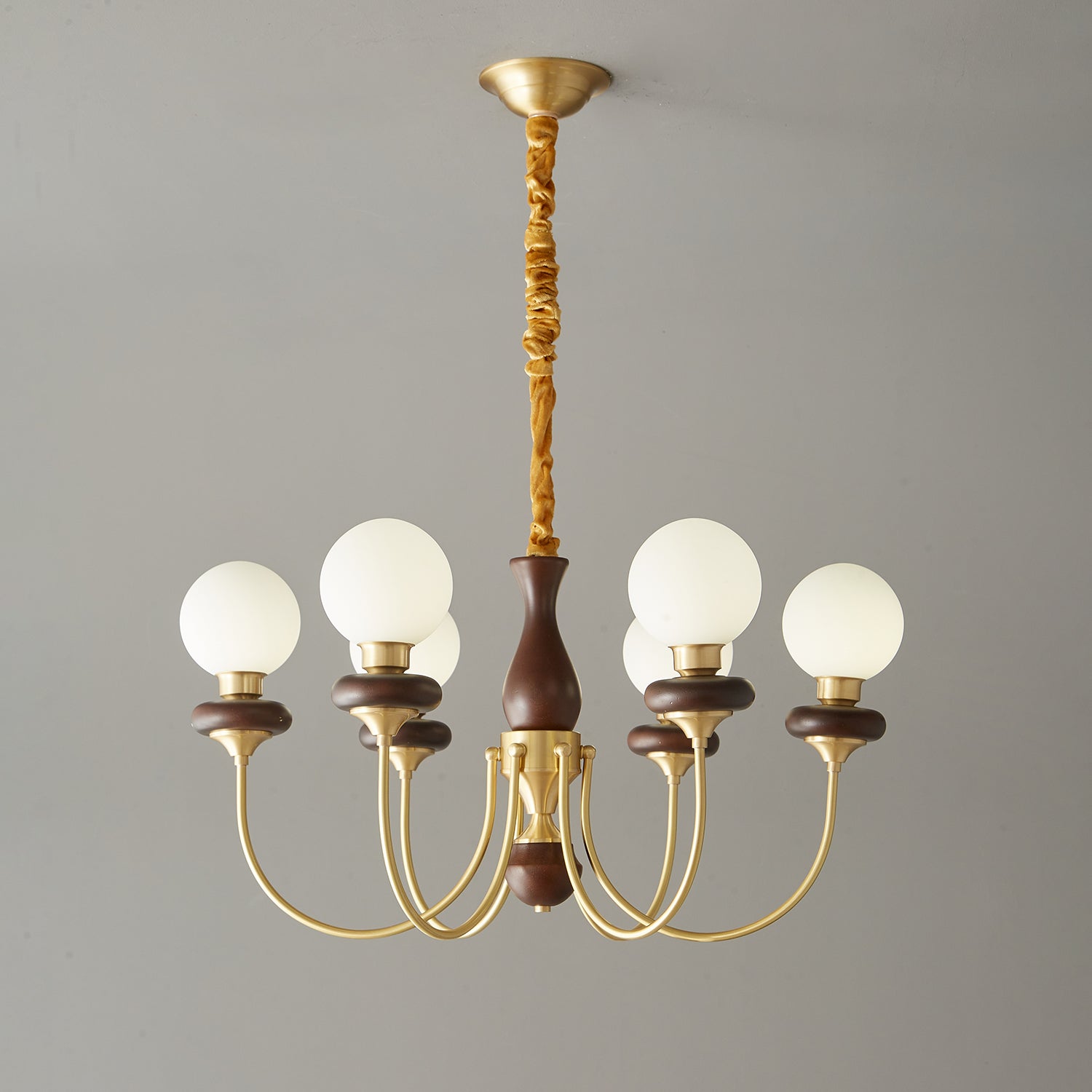 Cotheor Vintage Traditional Arc Wood Glass Chandelier - Letslighting