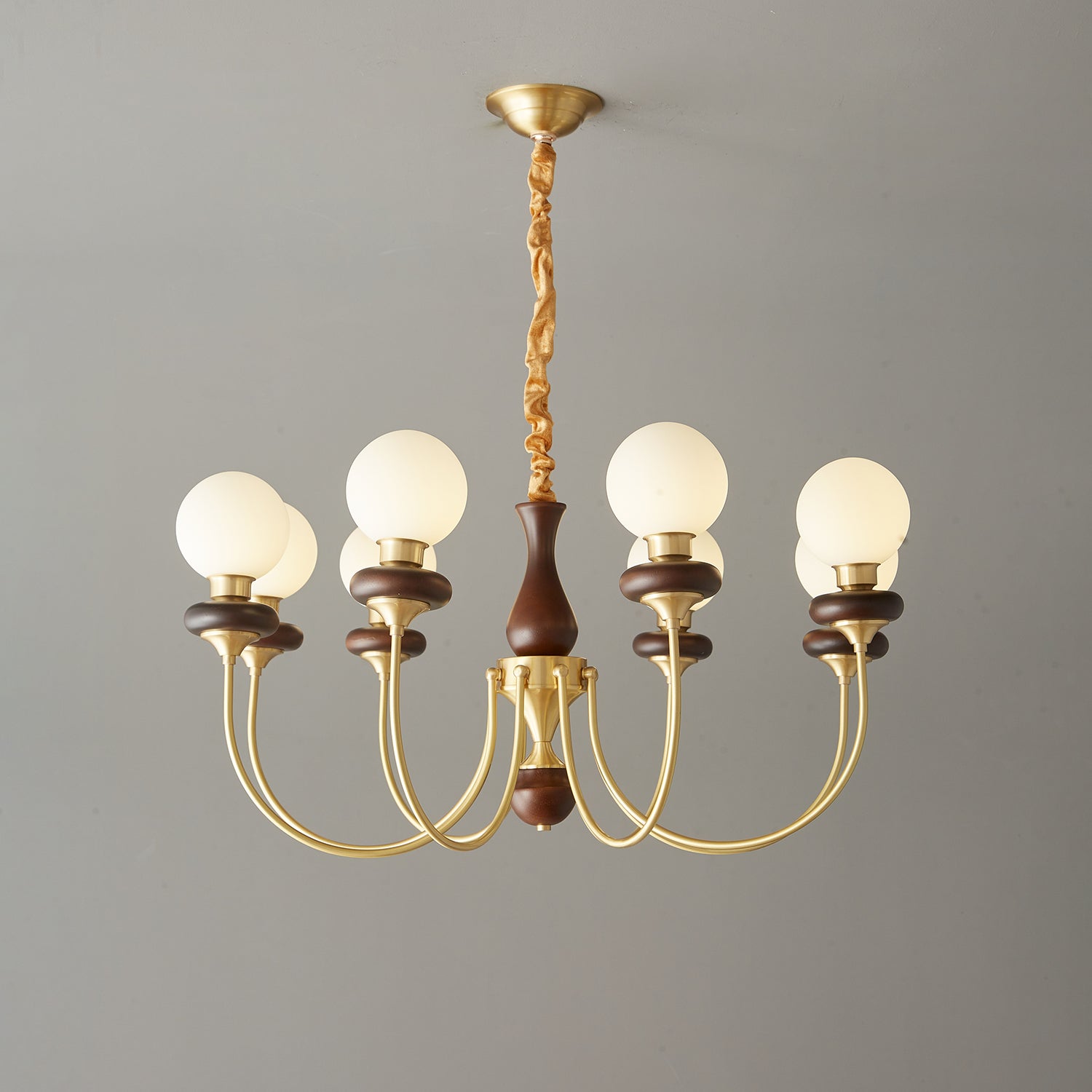 Cotheor Vintage Traditional Arc Wood Glass Chandelier - Letslighting