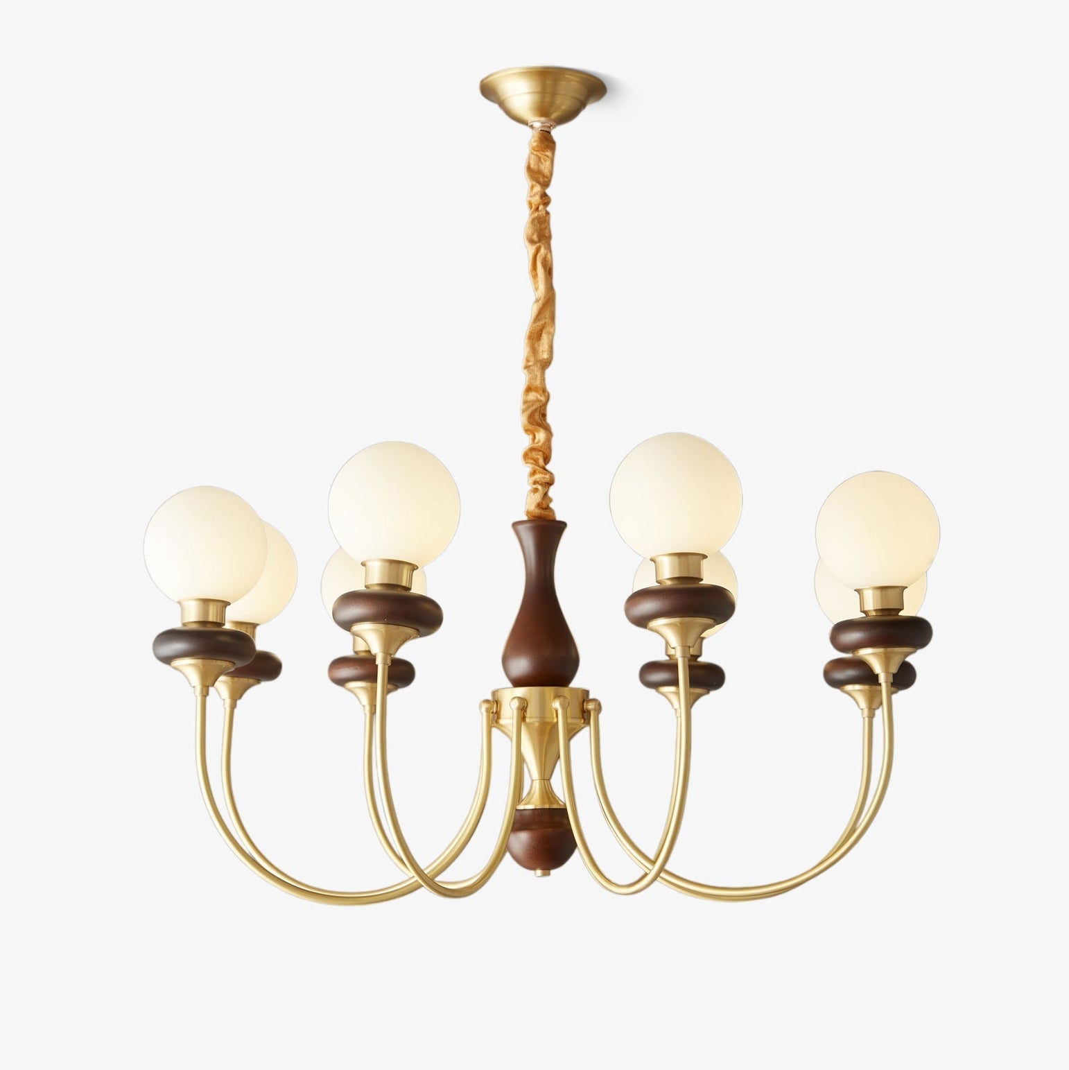 Cotheor Vintage Traditional Arc Wood Glass Chandelier - Letslighting