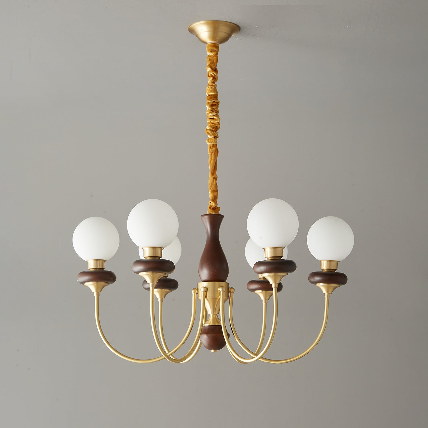 Cotheor Vintage Traditional Arc Wood Glass Chandelier - Letslighting