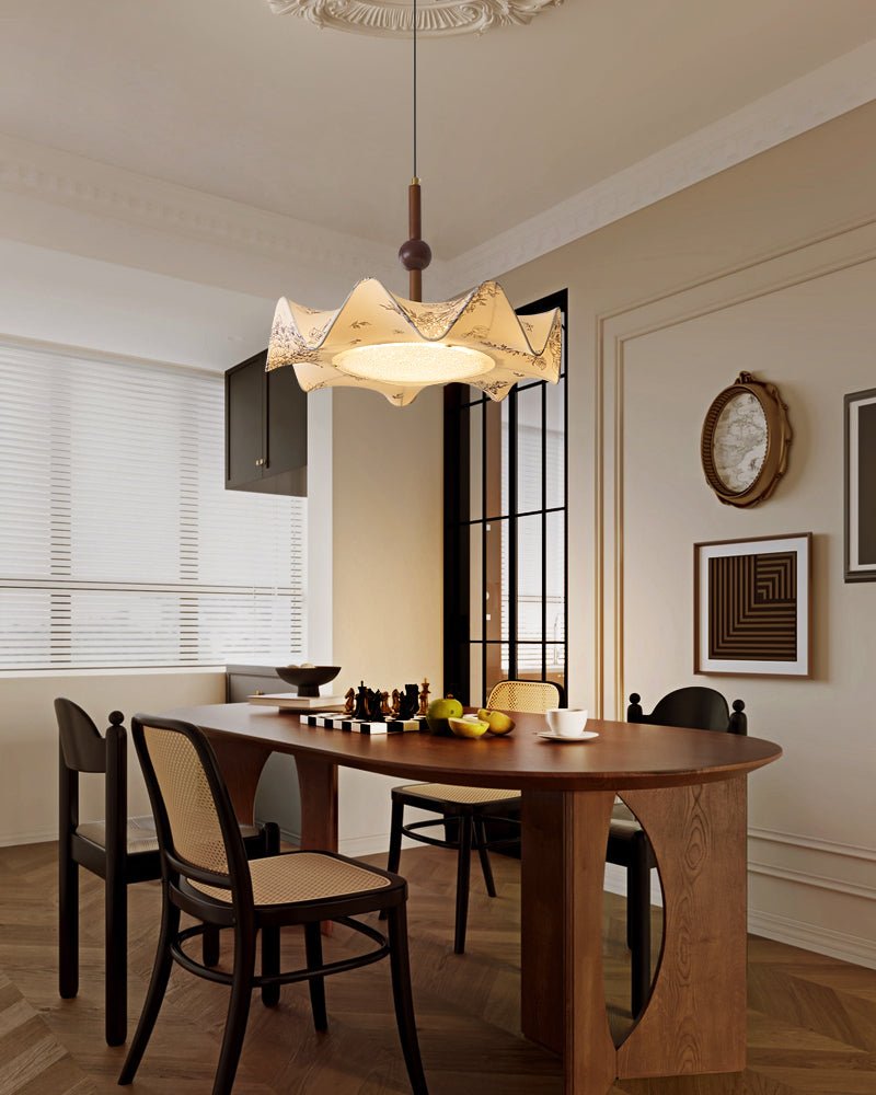 Zoshaos Traditional Elegance Vintage Fabric Wood Pendant Light - Letslighting