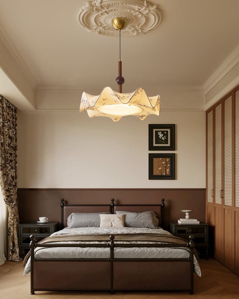 Zoshaos Traditional Elegance Vintage Fabric Wood Pendant Light - Letslighting