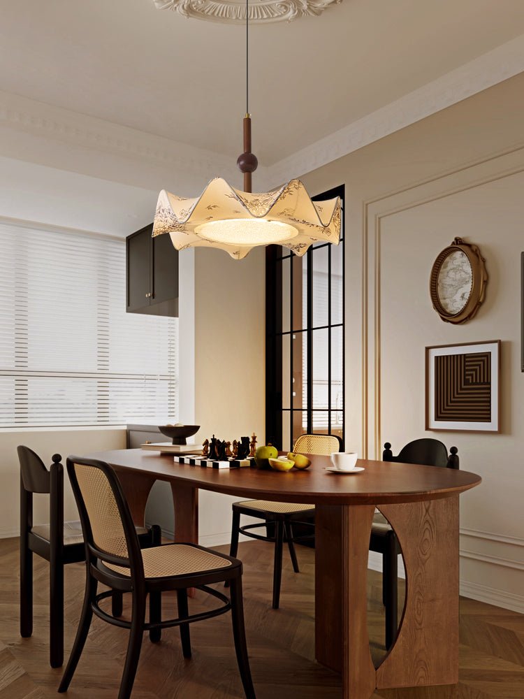 Zoshaos Traditional Elegance Vintage Fabric Wood Pendant Light - Letslighting