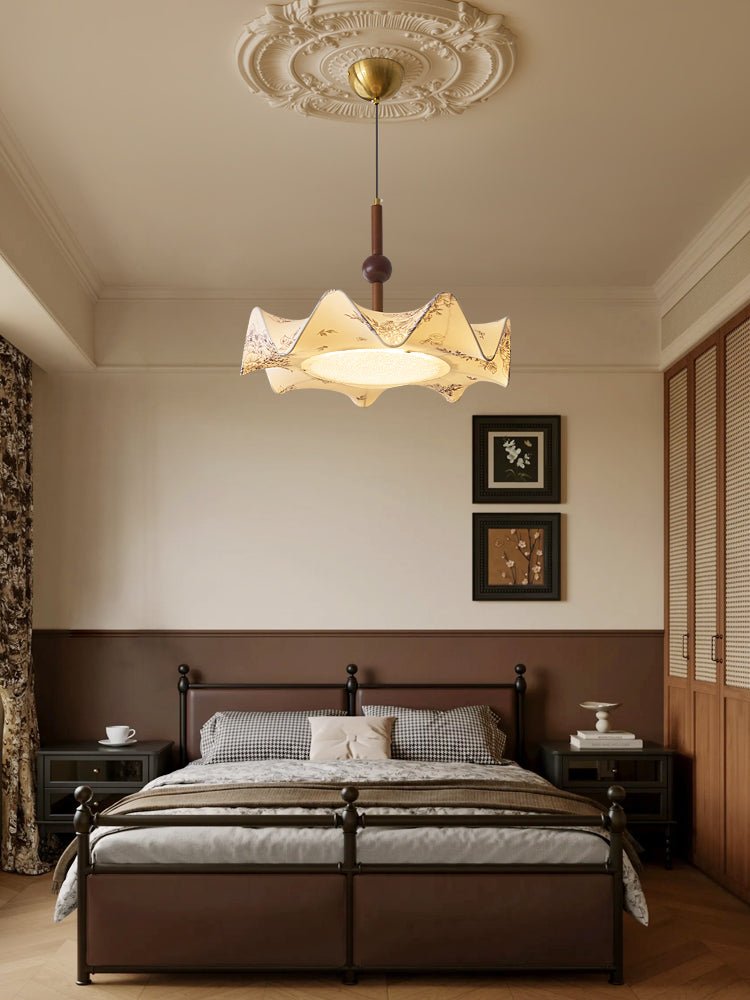 Zoshaos Traditional Elegance Vintage Fabric Wood Pendant Light - Letslighting