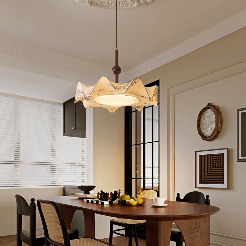 Zoshaos Traditional Elegance Vintage Fabric Wood Pendant Light - Letslighting