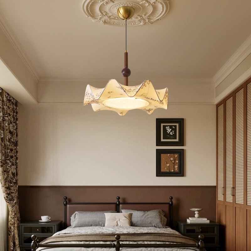 Zoshaos Traditional Elegance Vintage Fabric Wood Pendant Light - Letslighting
