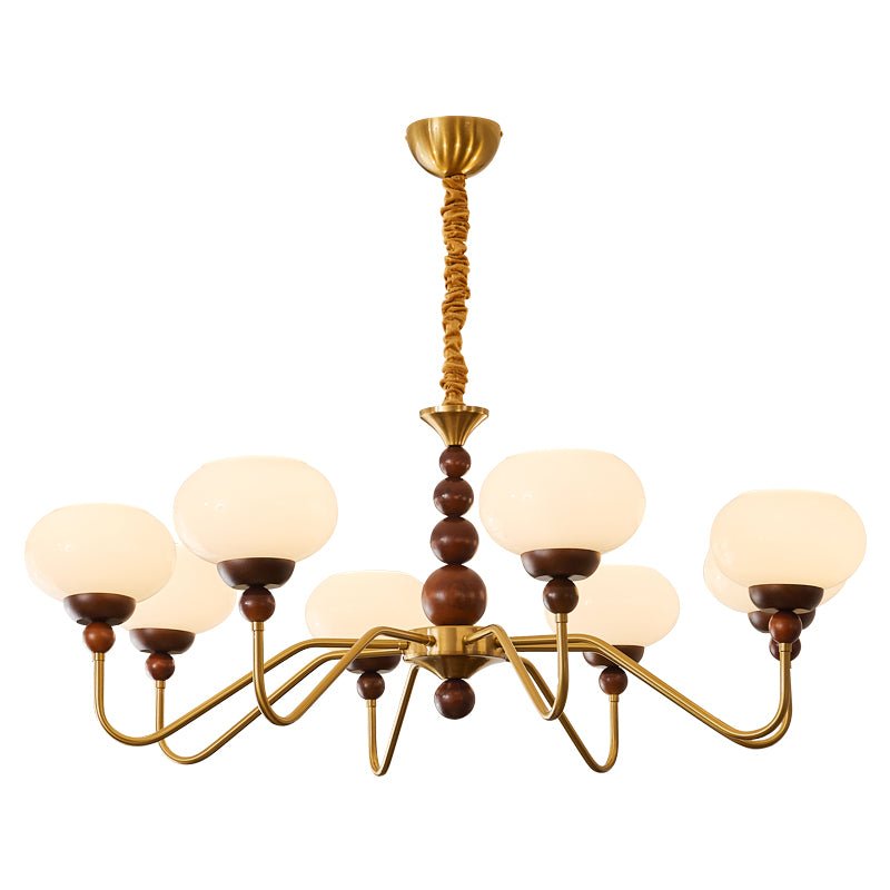 Lustra Chandelier Glass Wood Brass Modern 6-Light - Letslighting