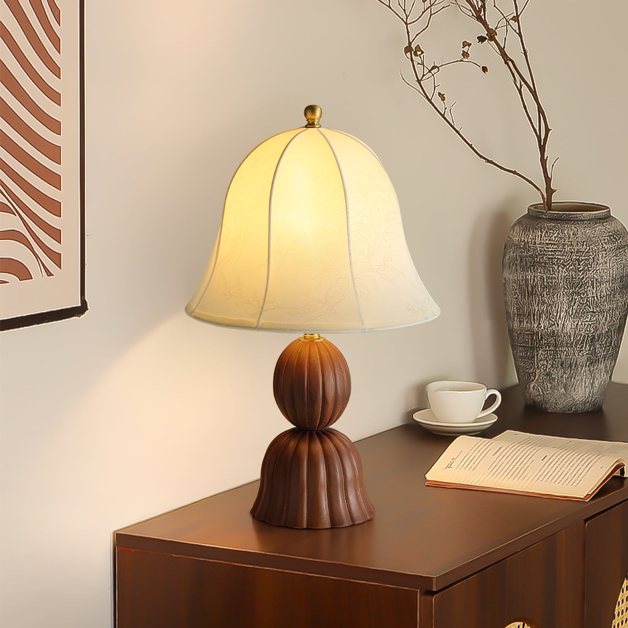 Velanse Fabric Wood Vintage Table Lamp - Letslighting