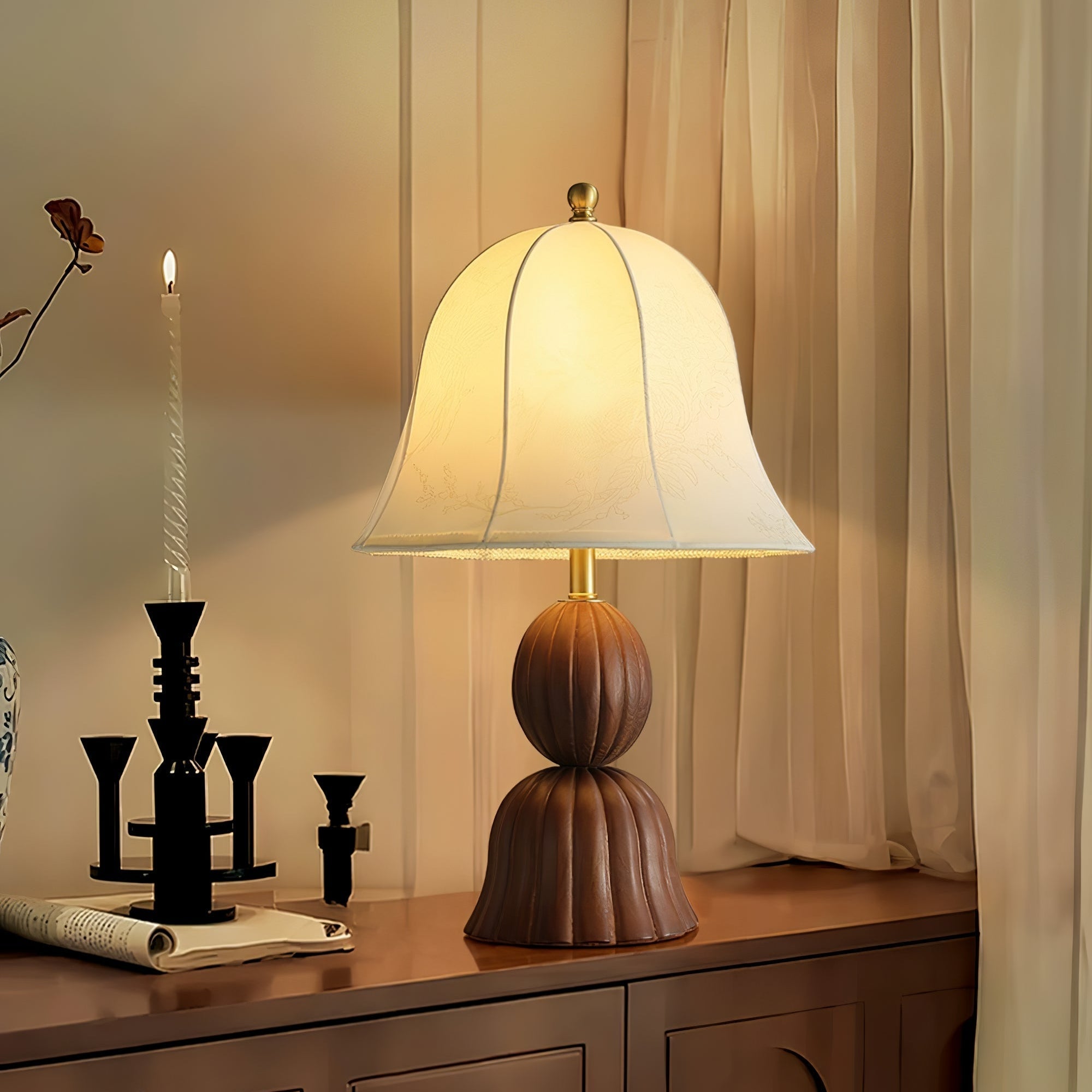 Velanse Fabric Wood Vintage Table Lamp - Letslighting