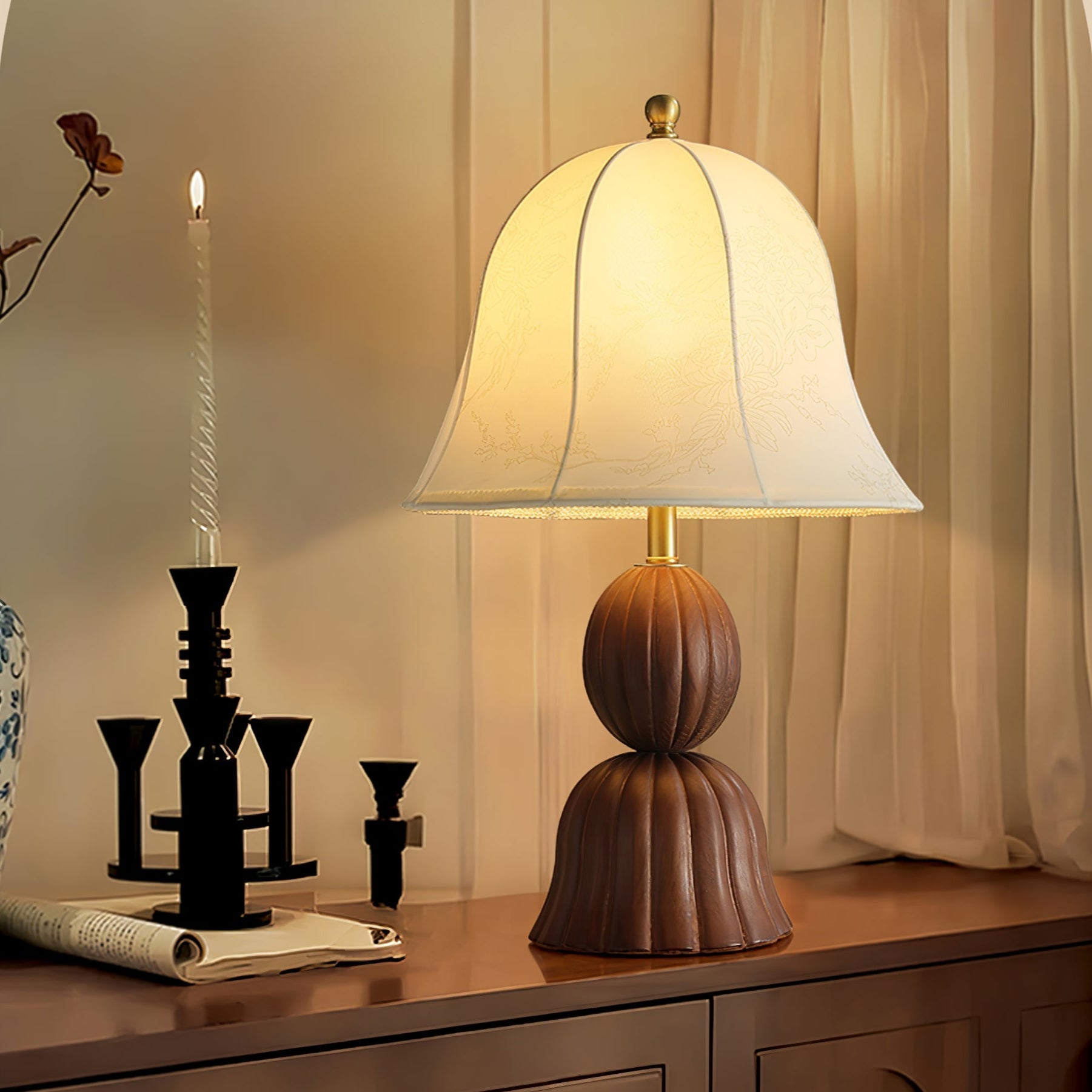Velanse Fabric Wood Vintage Table Lamp - Letslighting