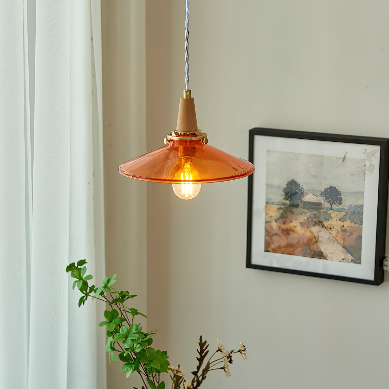 Benra Pendant Lamp Orange Glass Scandinavian - Letslighting