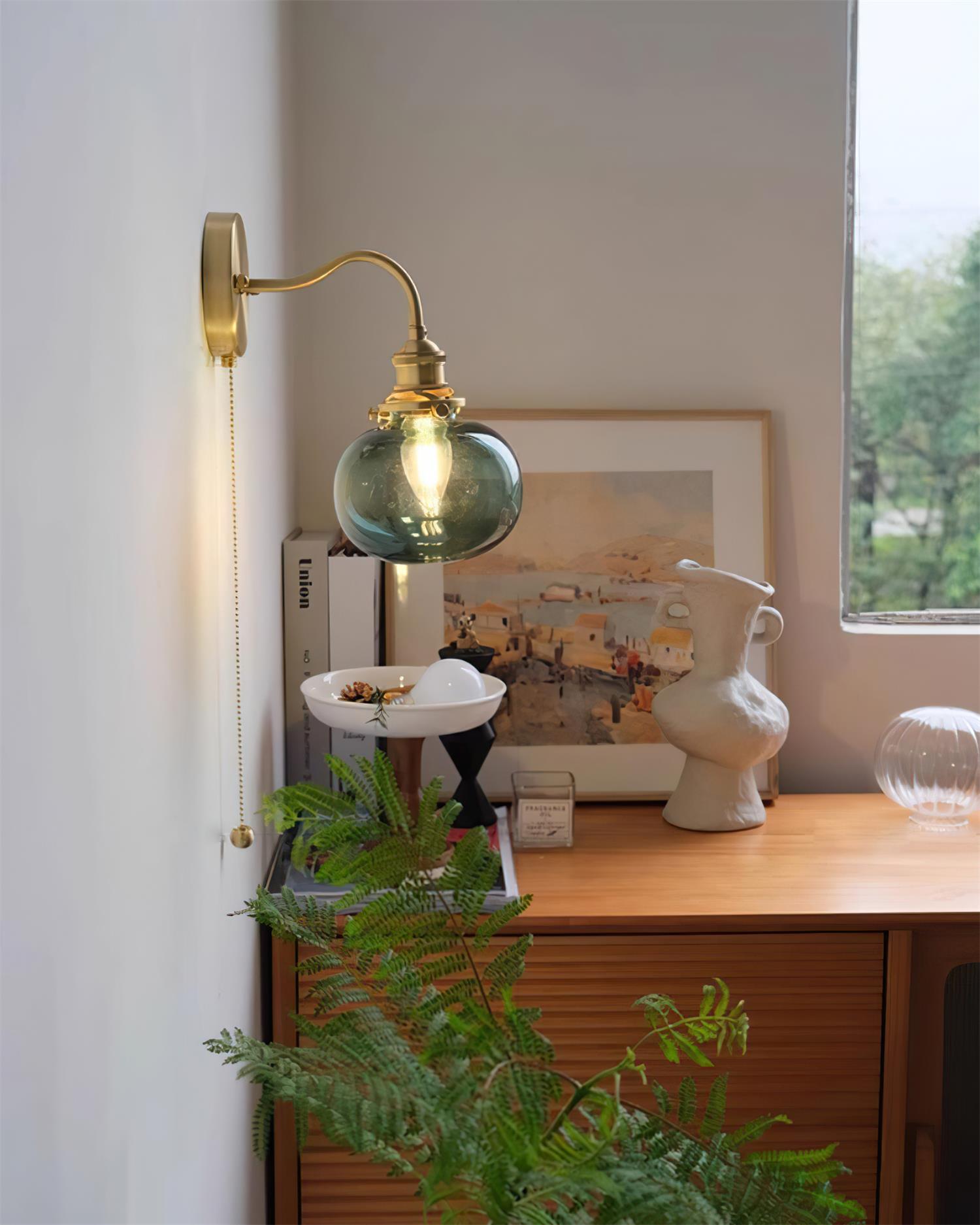 Berliner Wall Lamp Brass Arm Glass Vintage - Letslighting