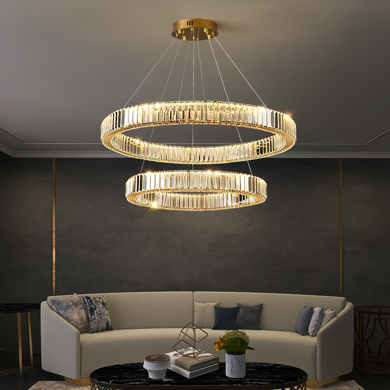 Lustra Chandelier Gold Crystal Ring - Letslighting