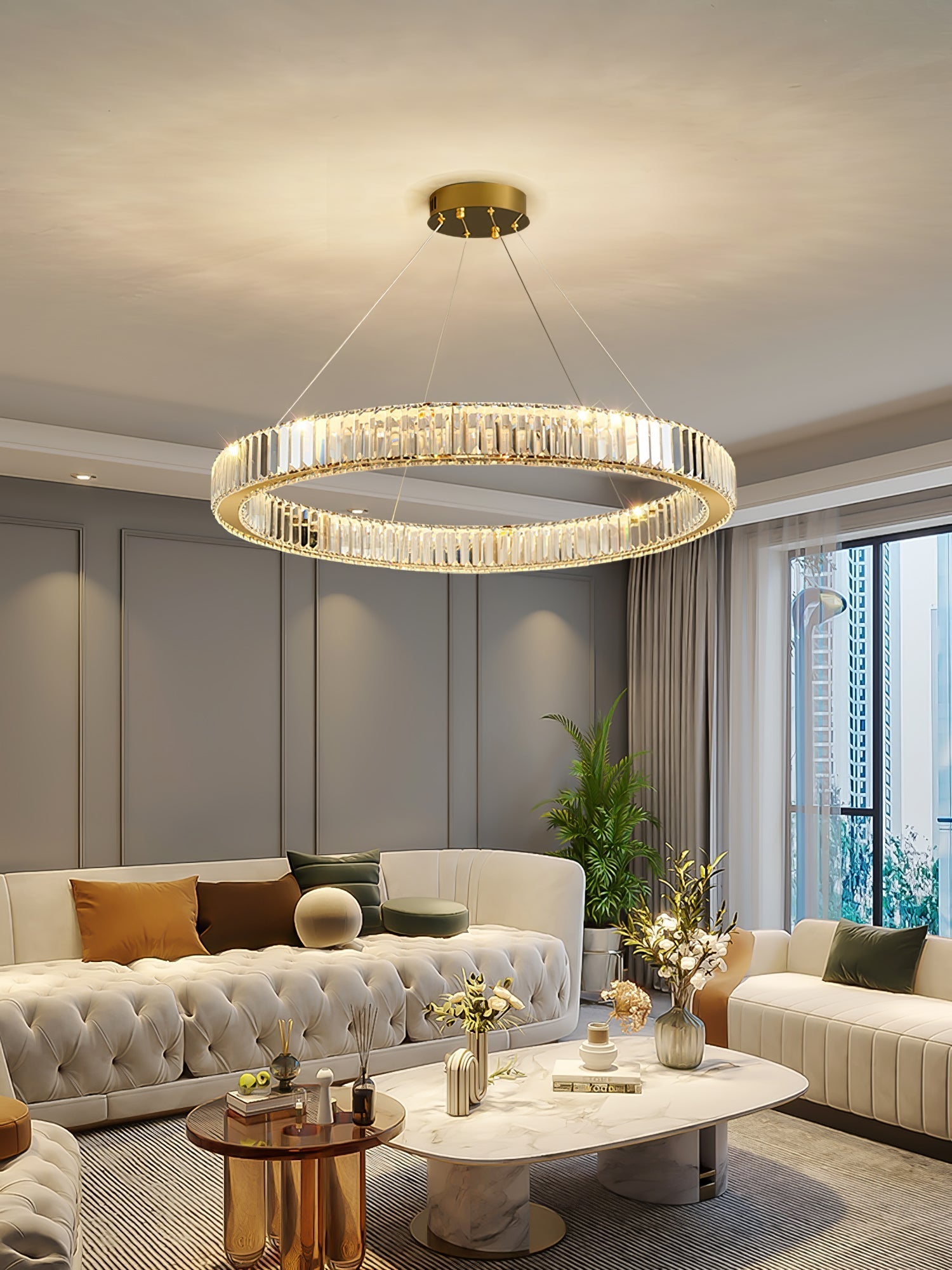 Lustra Chandelier Gold Crystal Ring - Letslighting
