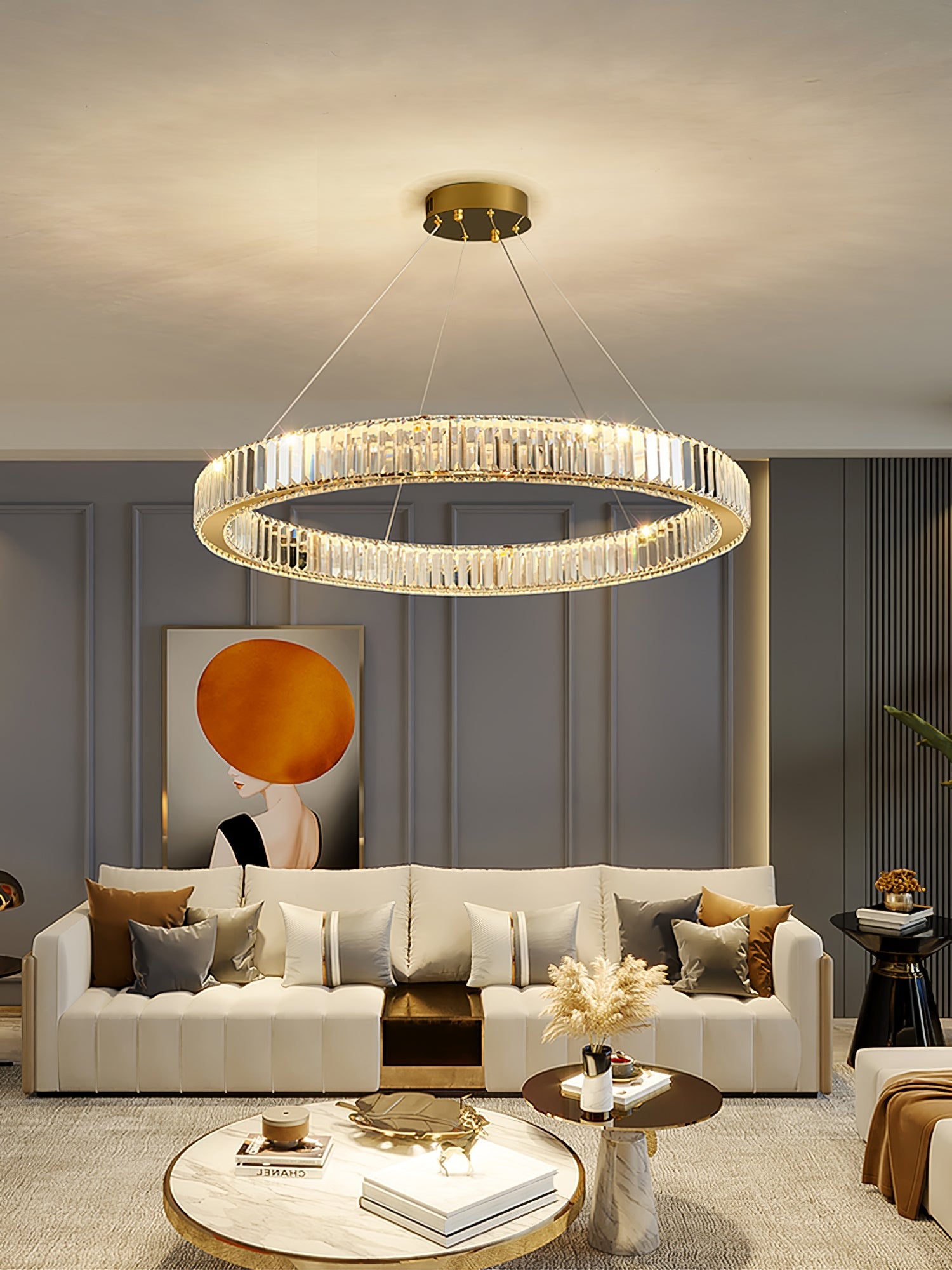 Lustra Chandelier Gold Crystal Ring - Letslighting