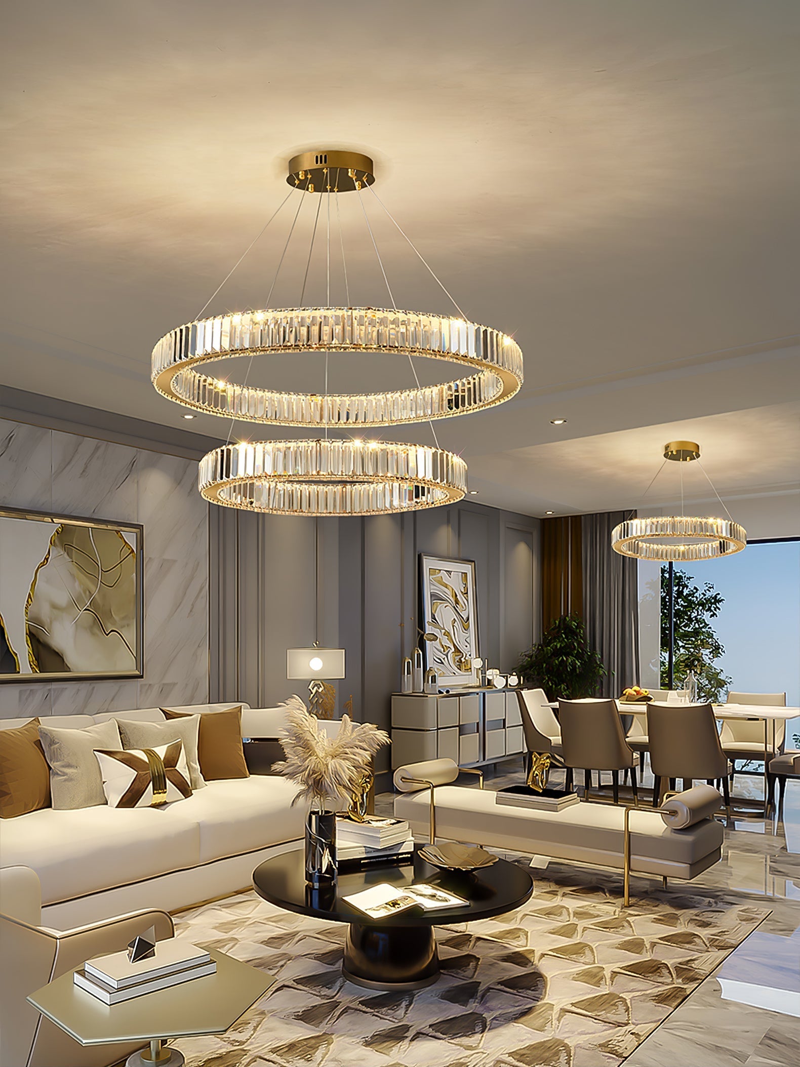 Lustra Chandelier Gold Crystal Ring - Letslighting
