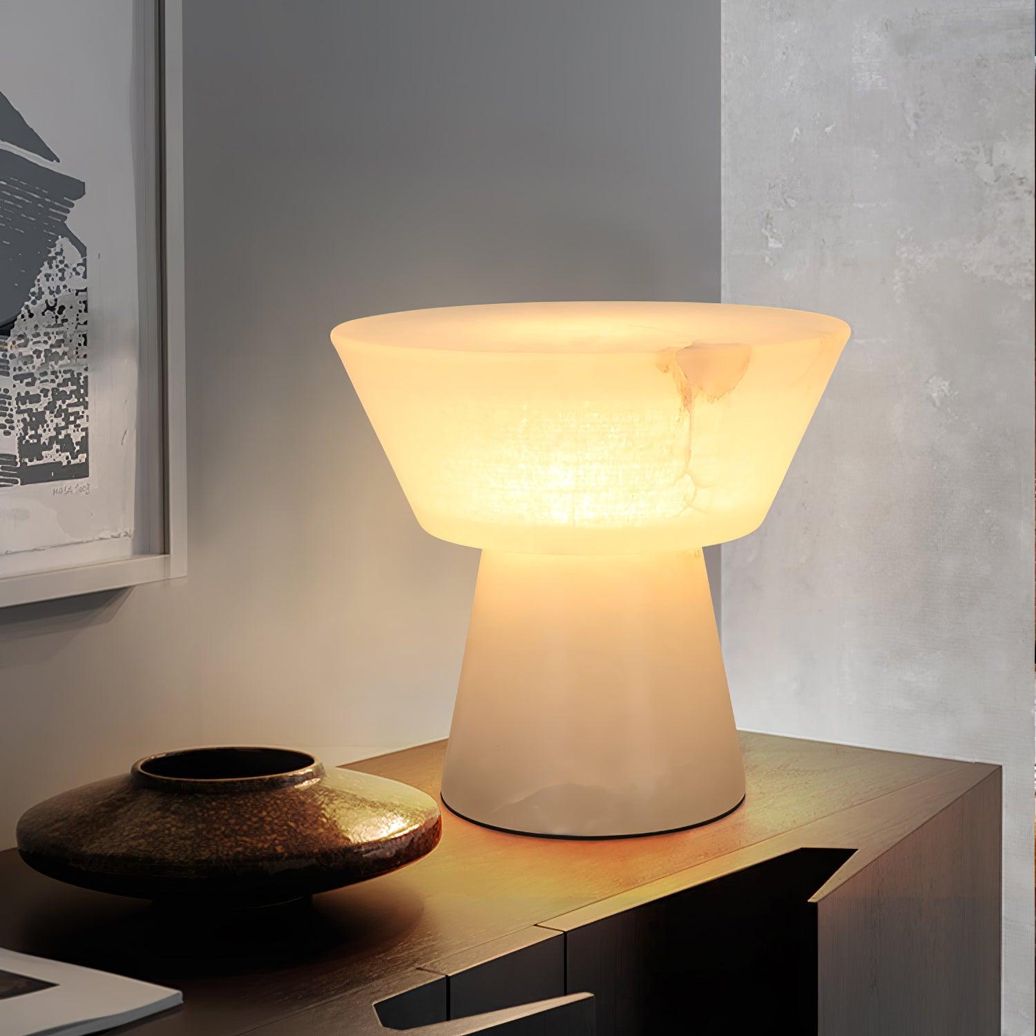 Elynara Pedestal Alabaster Table Lamp - Letslighting
