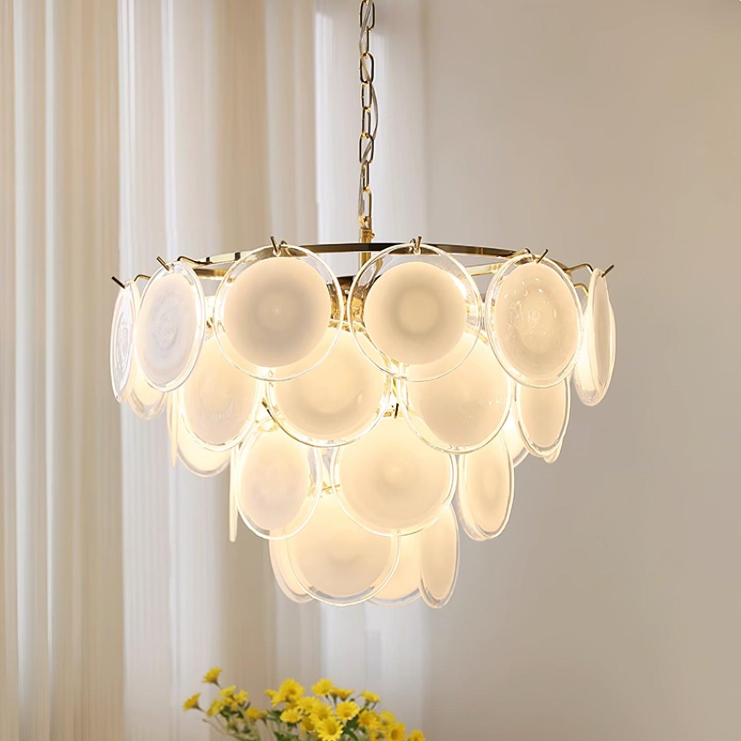 Esona Cascading Frosted Glass Discs Chandelier - Letslighting