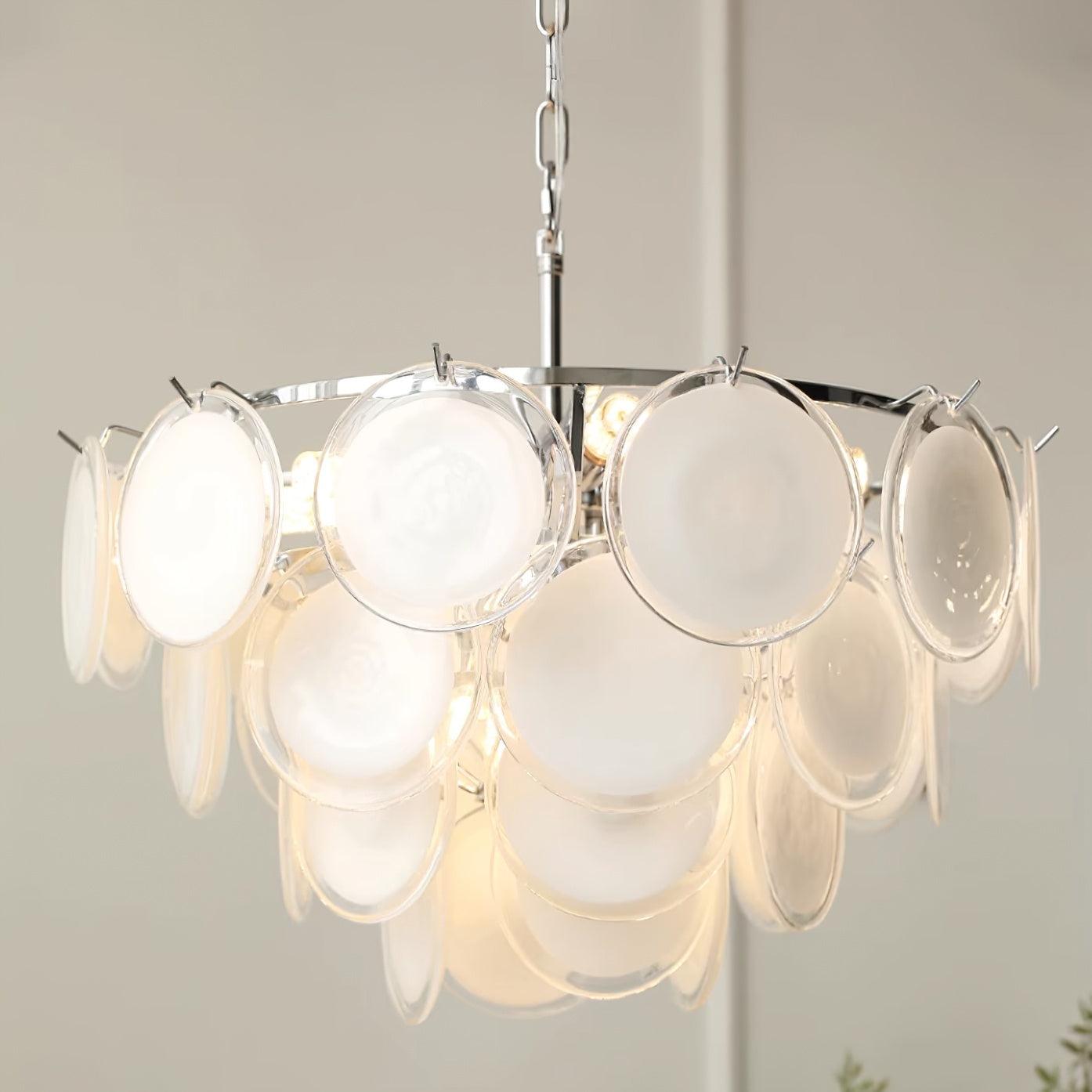 Esona Cascading Frosted Glass Discs Chandelier - Letslighting