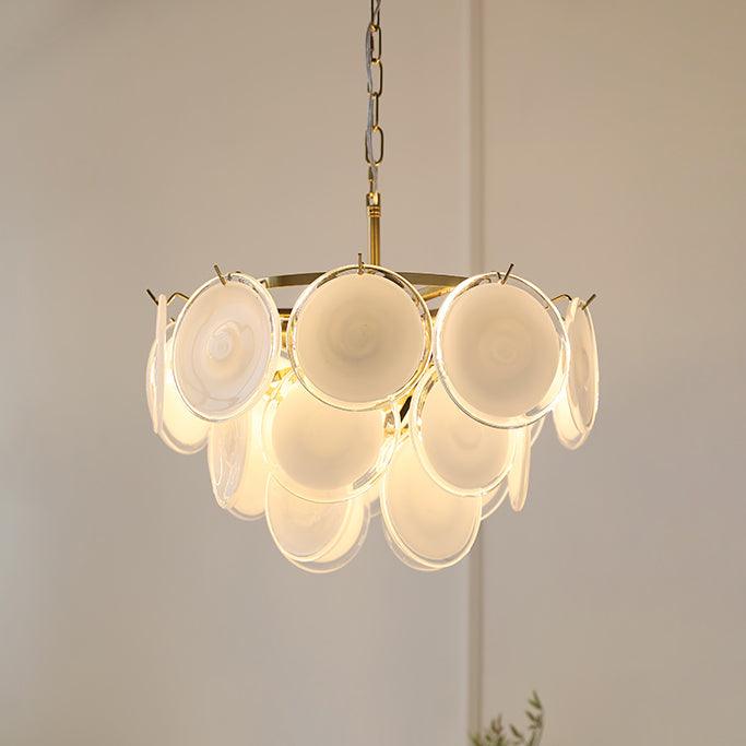Esona Cascading Frosted Glass Discs Chandelier - Letslighting