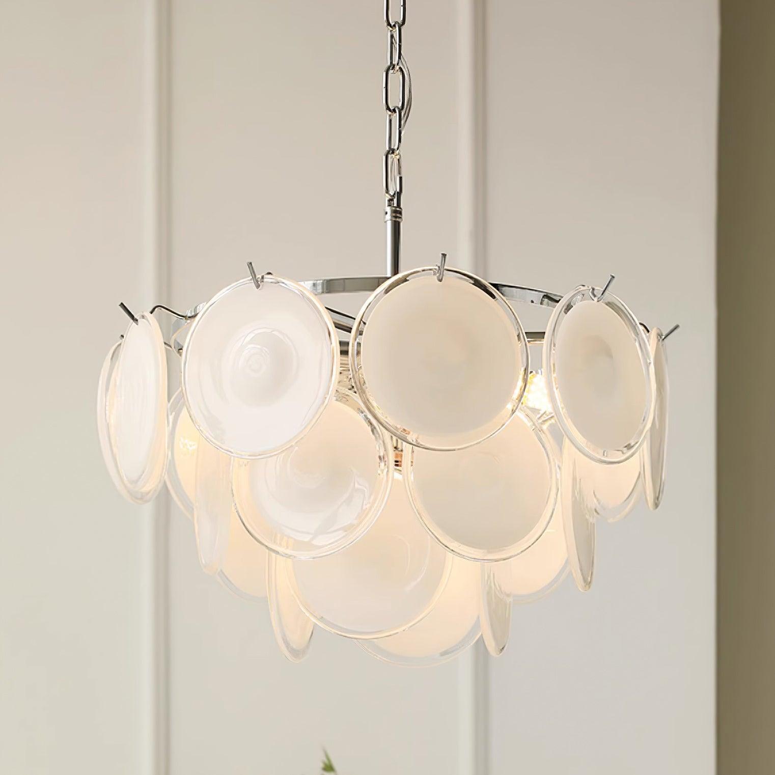 Esona Cascading Frosted Glass Discs Chandelier - Letslighting