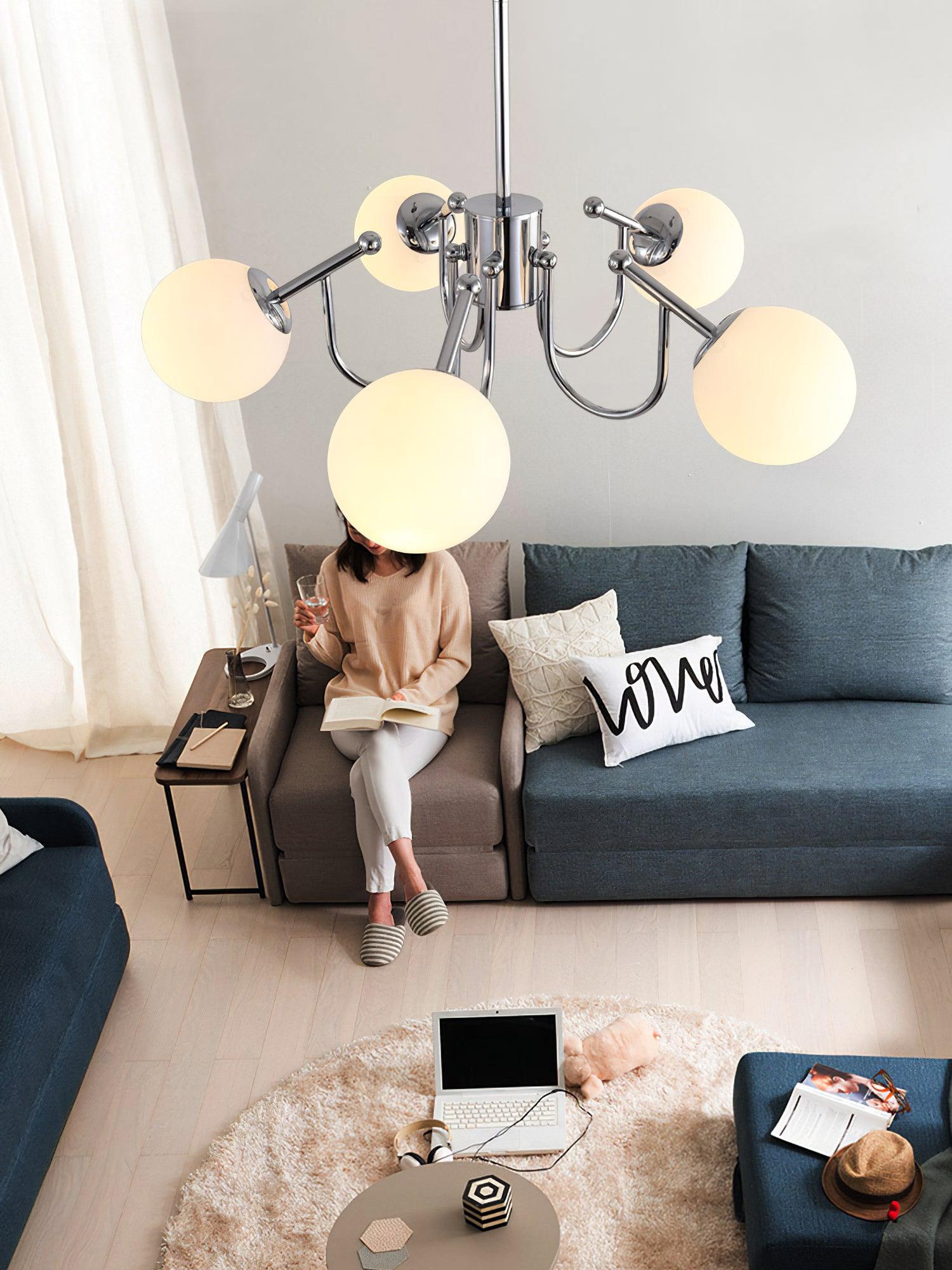 Aurora Chandelier Globe Chrome Modern - Letslighting