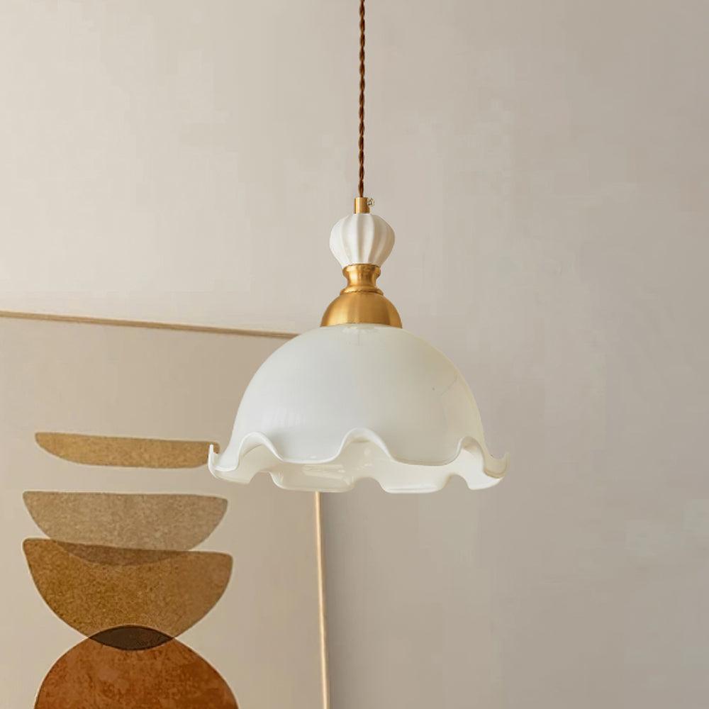 Pendant Lamp Wavy Edge Glass Shade Soft Glow Vintage Romantic - Letslighting