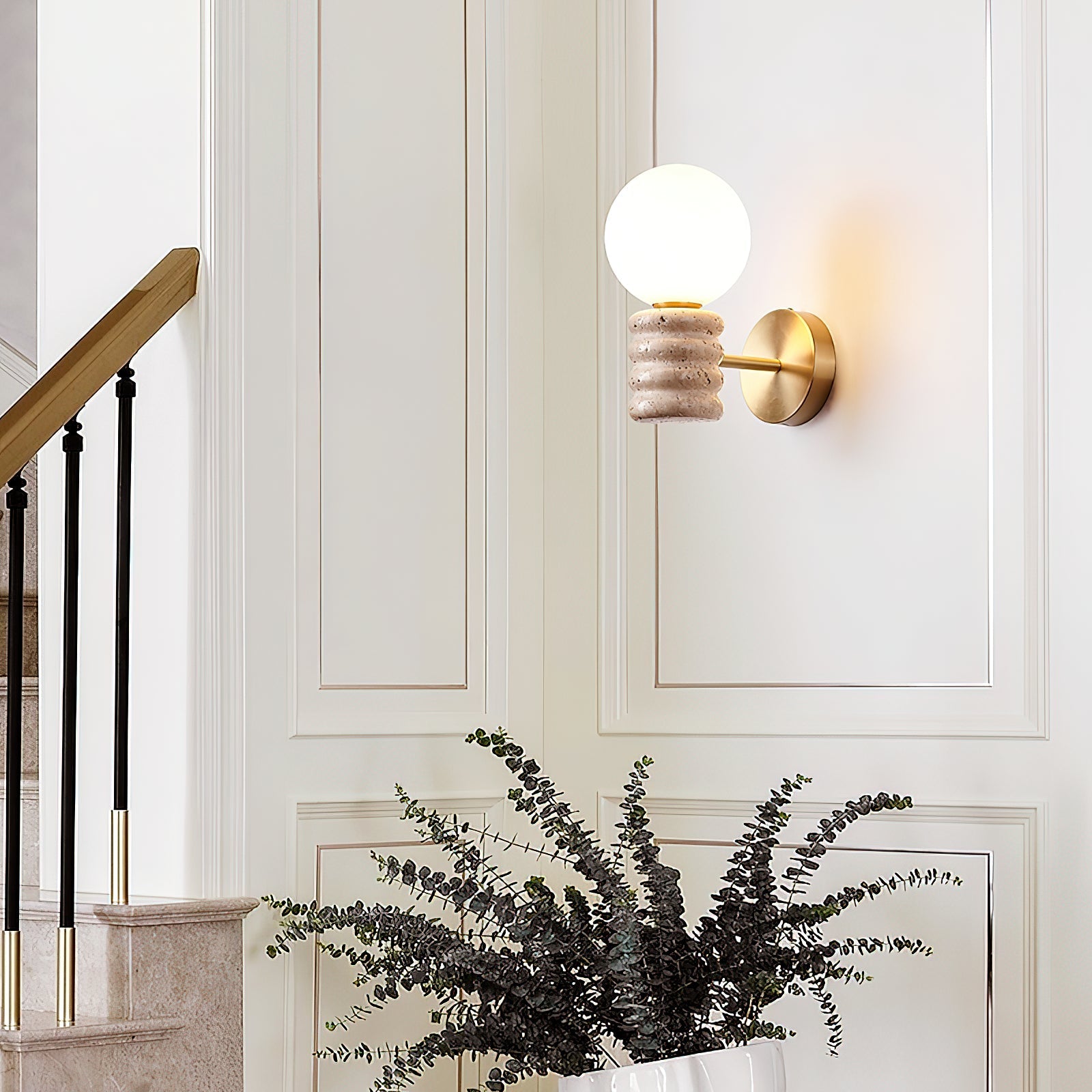 Ljomuvyh Travertine Glass Wall Lamp - Letslighting