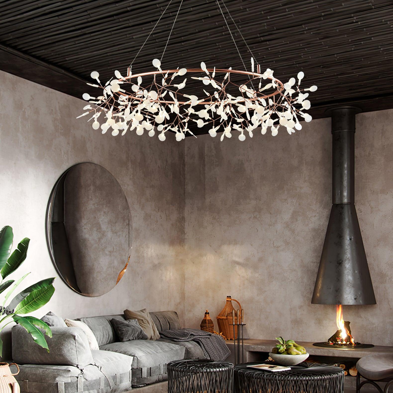 Olivia Unique Round Sputnik Art Deco Firefly Chandelier Living Room/ Bedroom - Letslighting