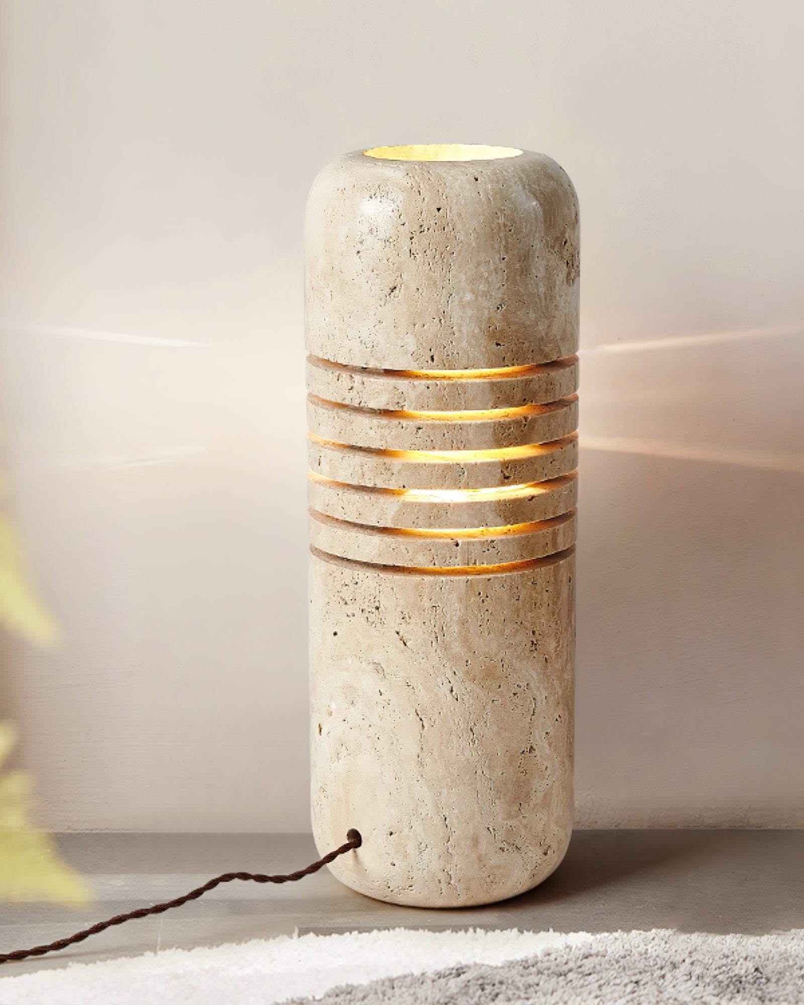 Aursolila Cylindrical Travertine Table Lamp - Letslighting