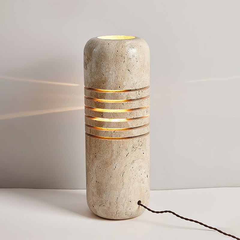 Aursolila Cylindrical Travertine Table Lamp - Letslighting