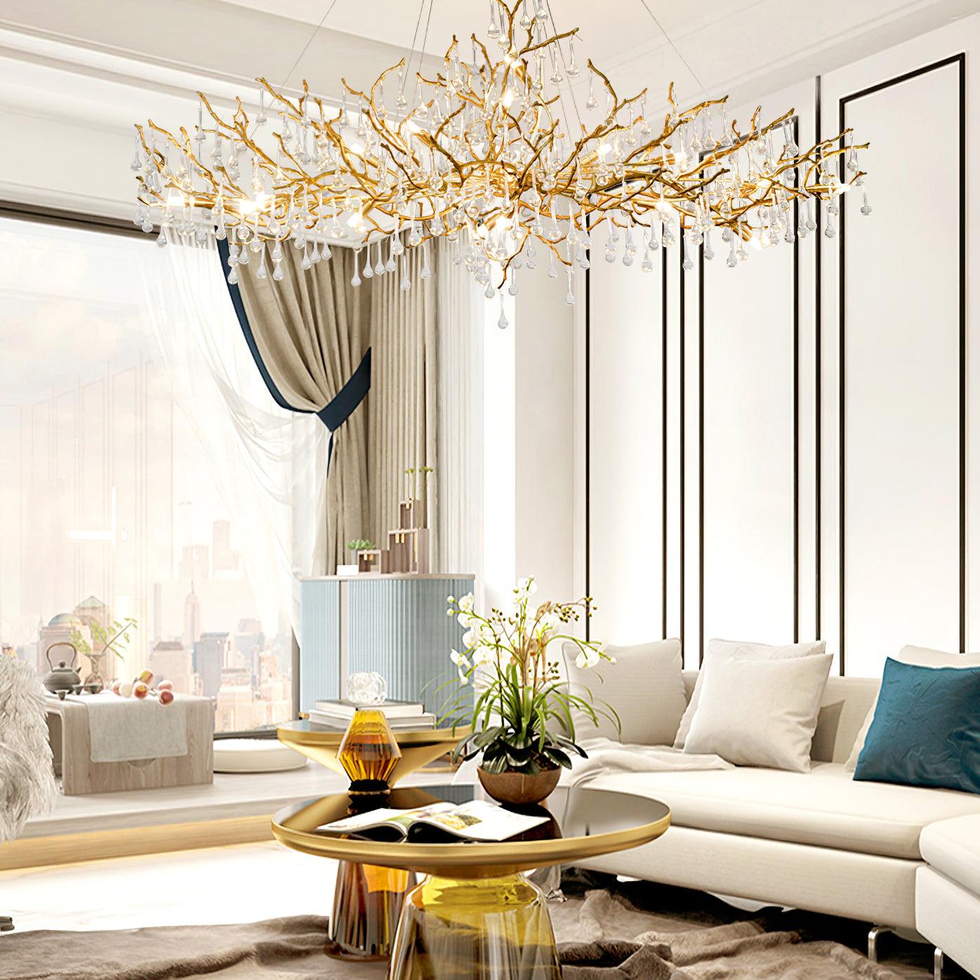 Lustra Chandelier Brass Crystal Branch - Letslighting