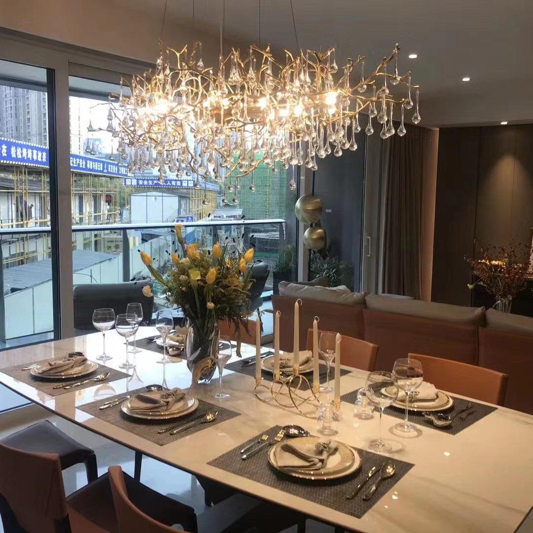 Lustra Chandelier Brass Crystal Branch - Letslighting