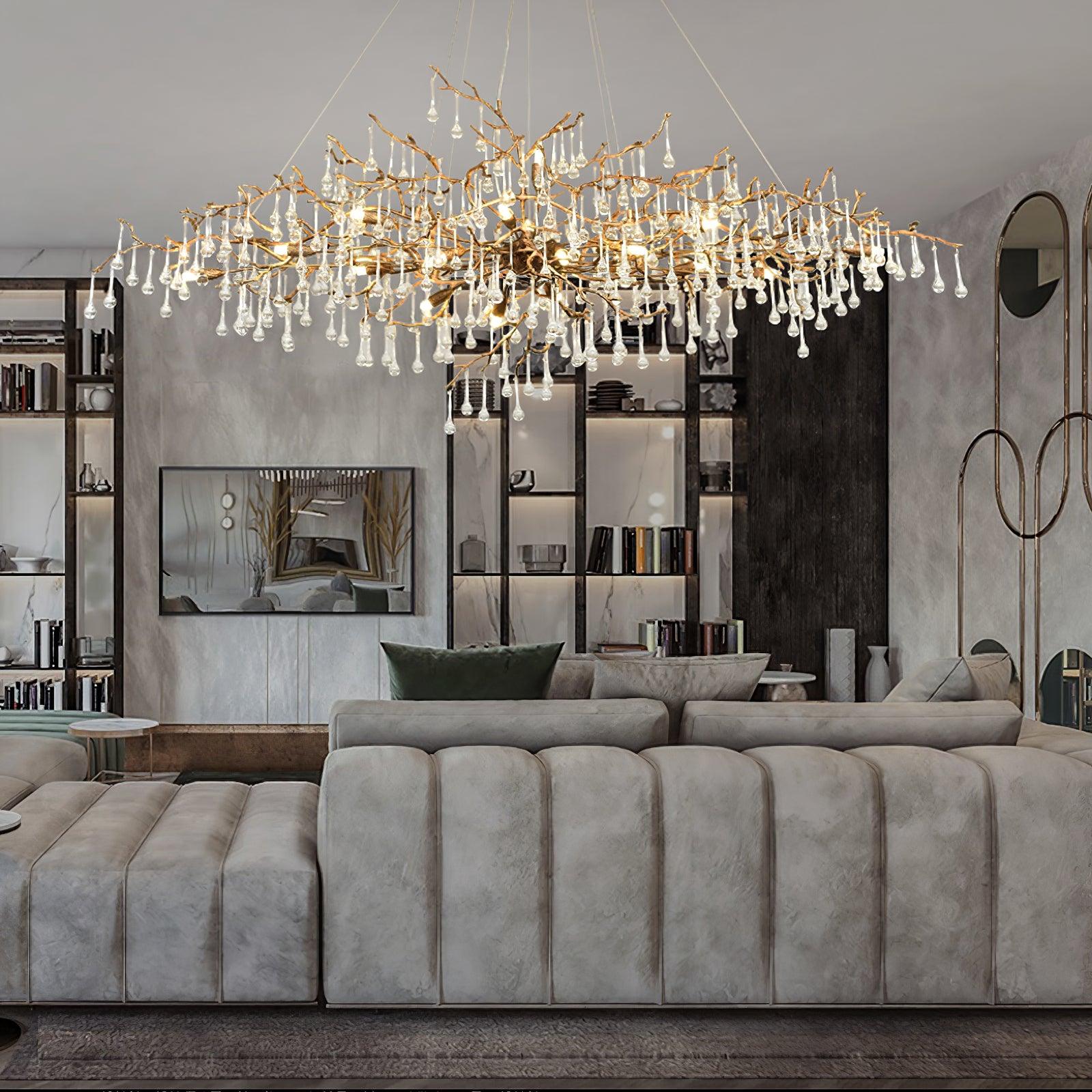 Lustra Chandelier Brass Crystal Branch - Letslighting