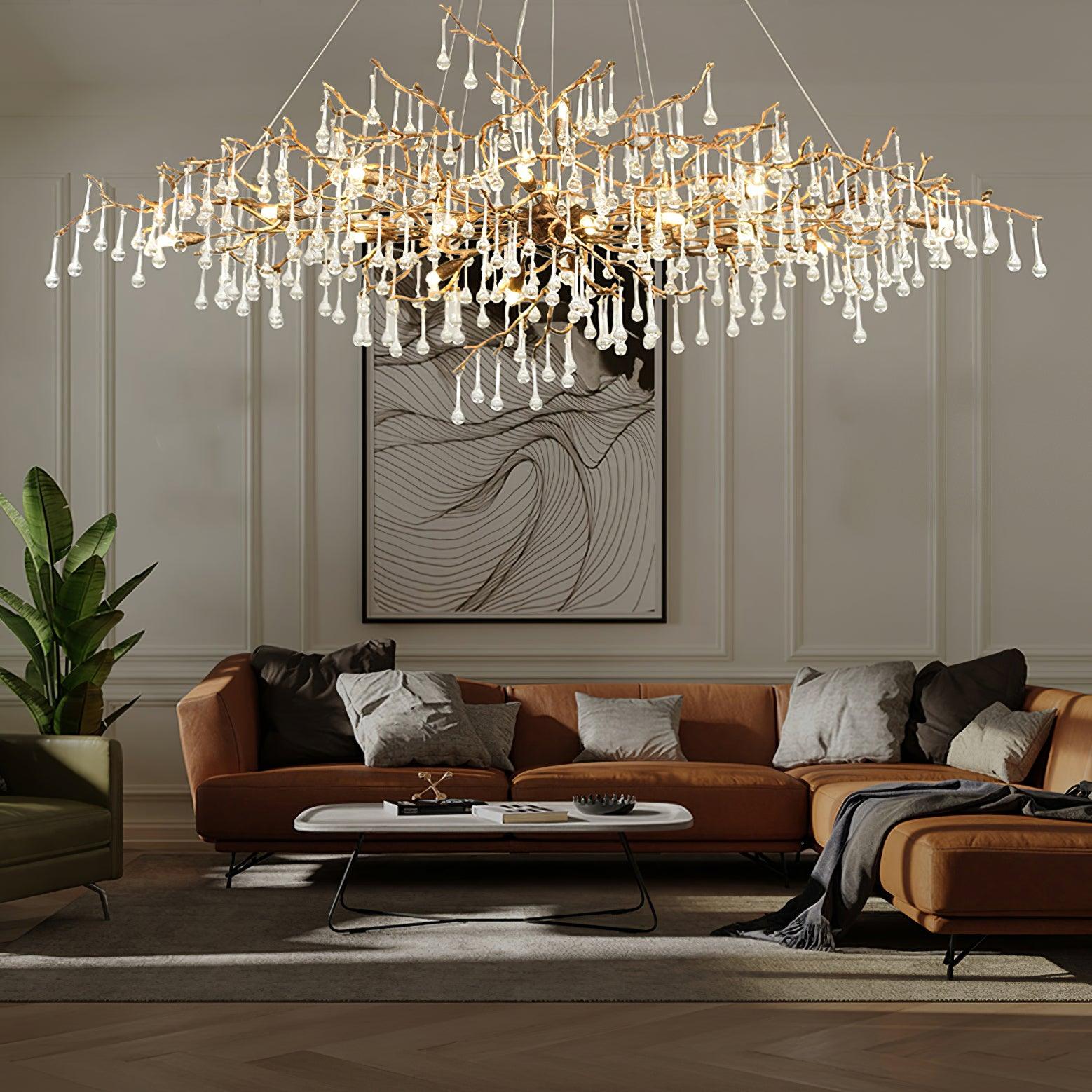 Lustra Chandelier Brass Crystal Branch - Letslighting