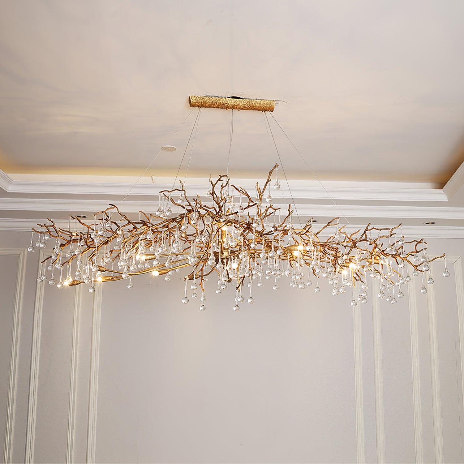Lustra Chandelier Brass Crystal Branch - Letslighting