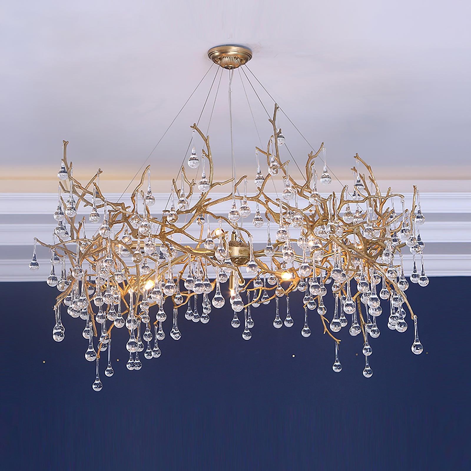 Lustra Chandelier Brass Crystal Branch - Letslighting
