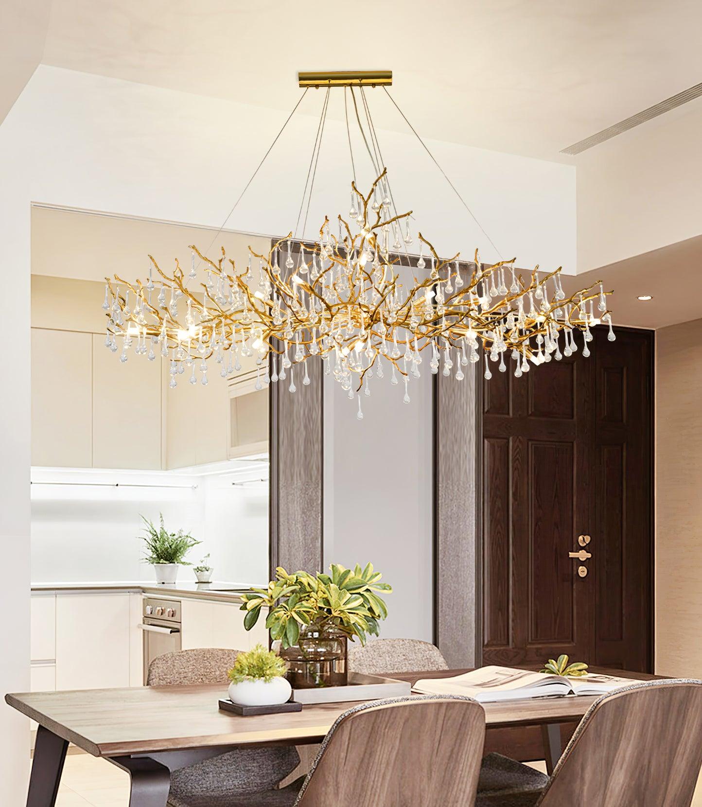 Lustra Chandelier Brass Crystal Branch - Letslighting
